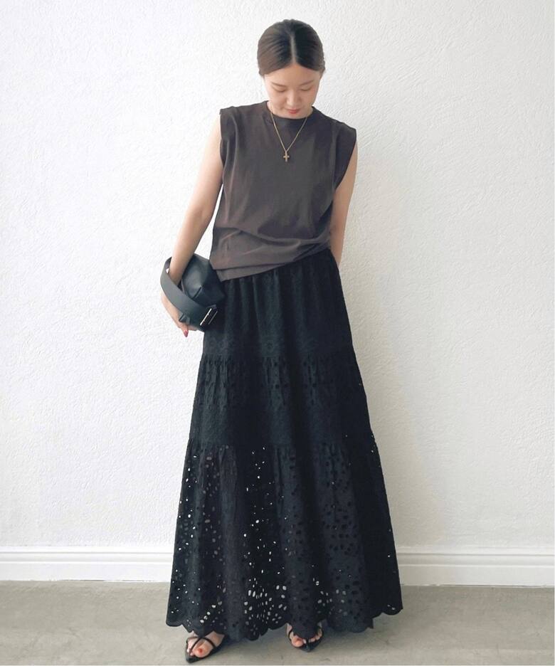 WEB限定/追加3》コットンレースティアードスカート（ロング・マキシ丈  