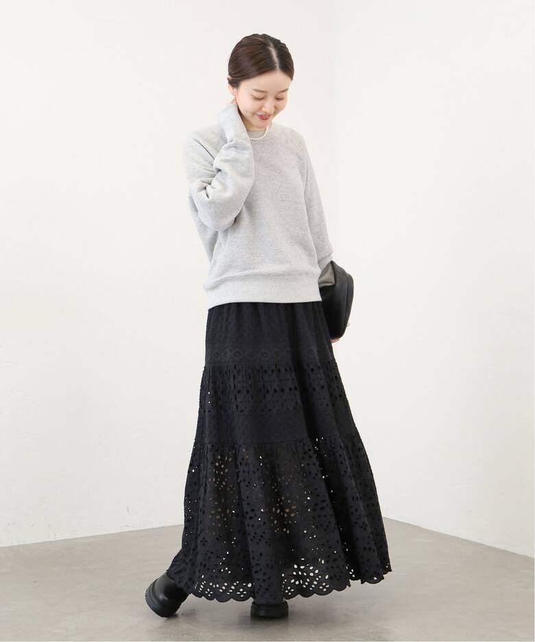 WEB限定/追加3》コットンレースティアードスカート（ロング・マキシ丈  