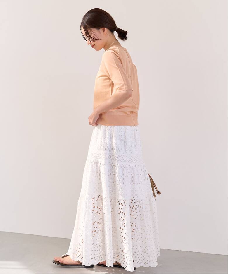 WEB限定/追加3》コットンレースティアードスカート（ロング・マキシ丈  