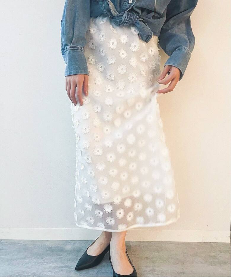 シアージャガード刺繍スカート（ロング・マキシ丈スカート  