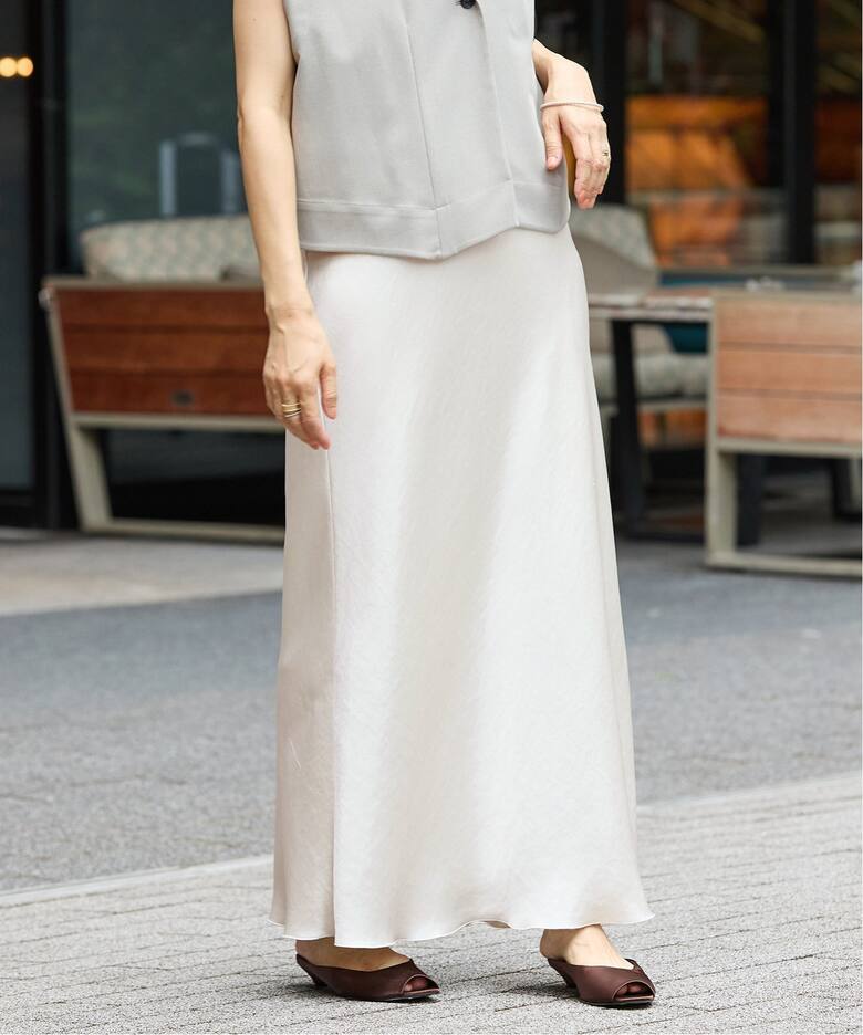 追加8》ダブルサテンスカート（ロング・マキシ丈スカート）｜IENA  