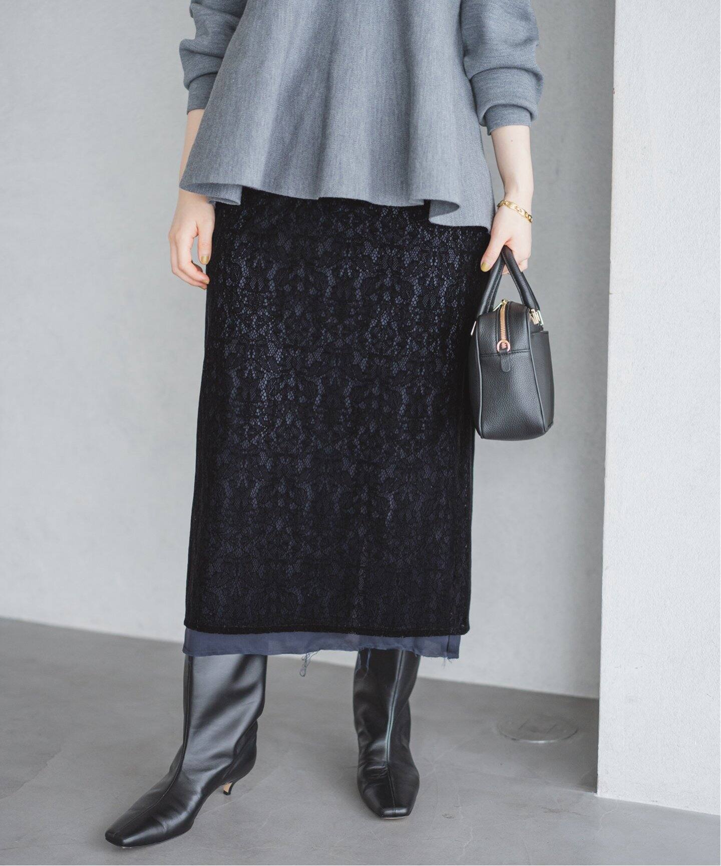 予約》JANE SMITH/ジェーンスミス FLOCKY LACE LAYERED SKIRT 24WSK  