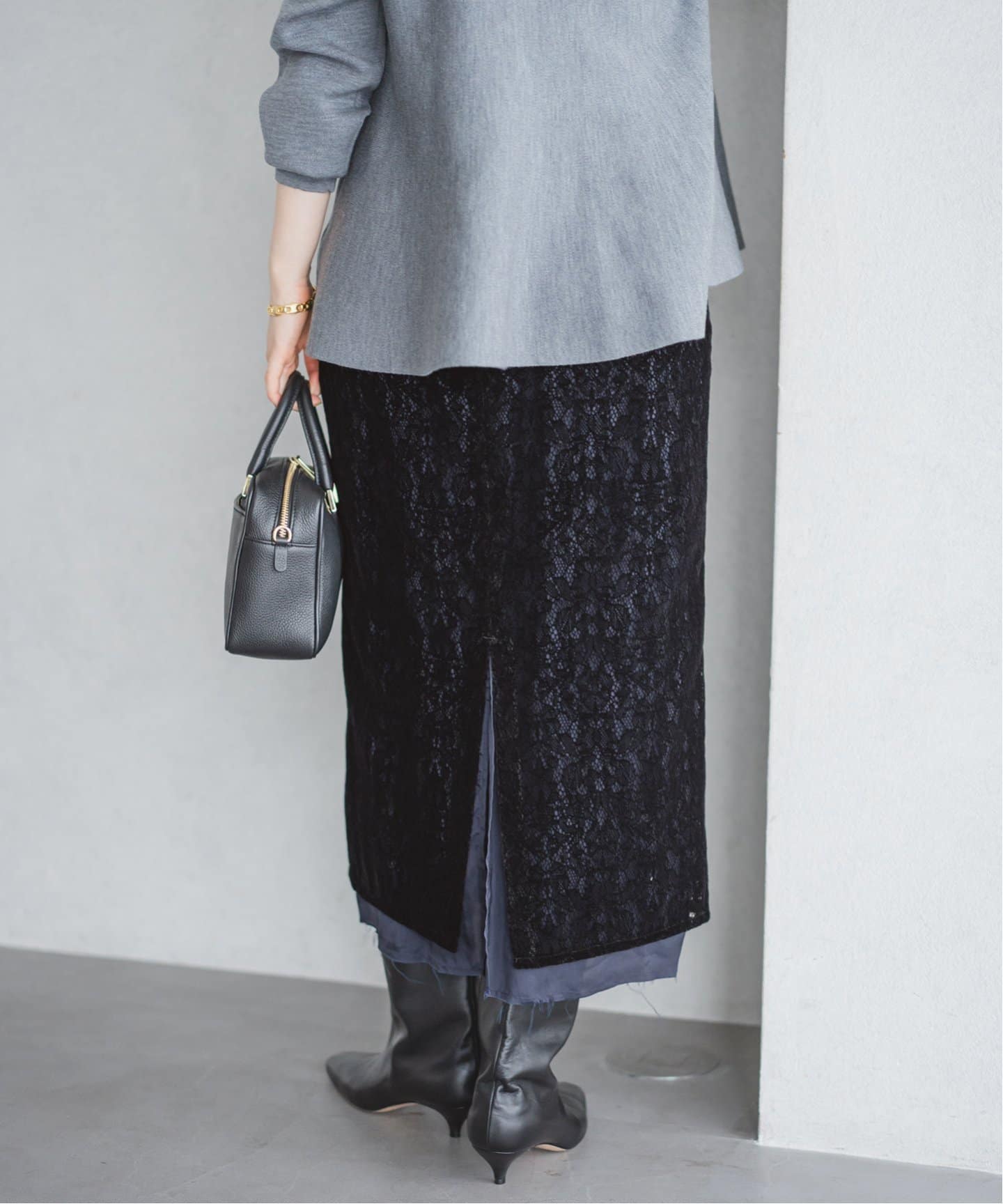 JANE SMITH/ジェーンスミス FLOCKY LACE LAYERED SKIRT 24WSK-#614L