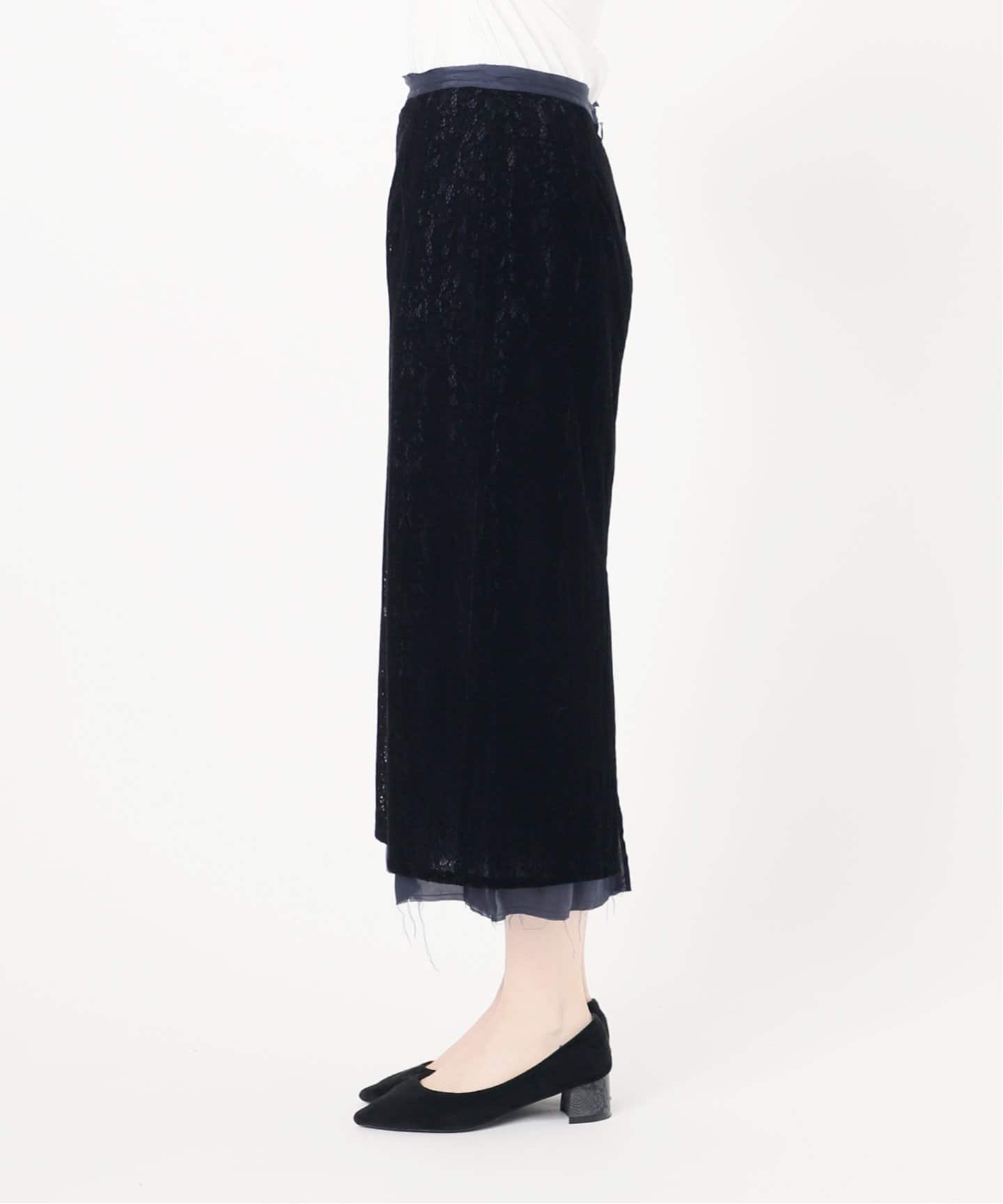 ジェーンスミス レース スカート JANESMITH（ジェーンスミス） FLOCKY LACE LAYERED SKIRT フロッキー
