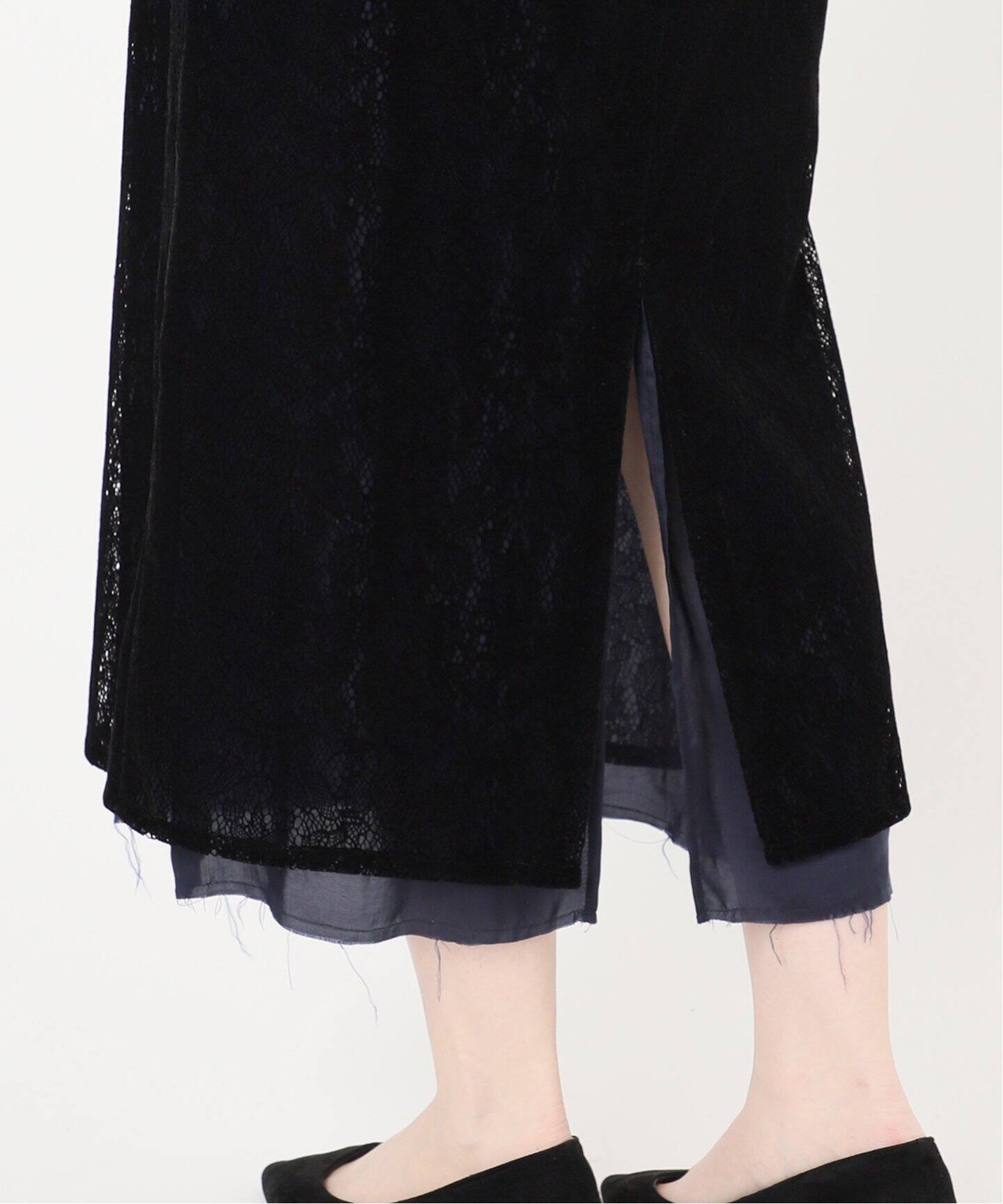ジェーンスミス レース スカート JANE SMITH/ジェーンスミス FLOCKY LACE LAYERED SKIRT 24WSK-#614L