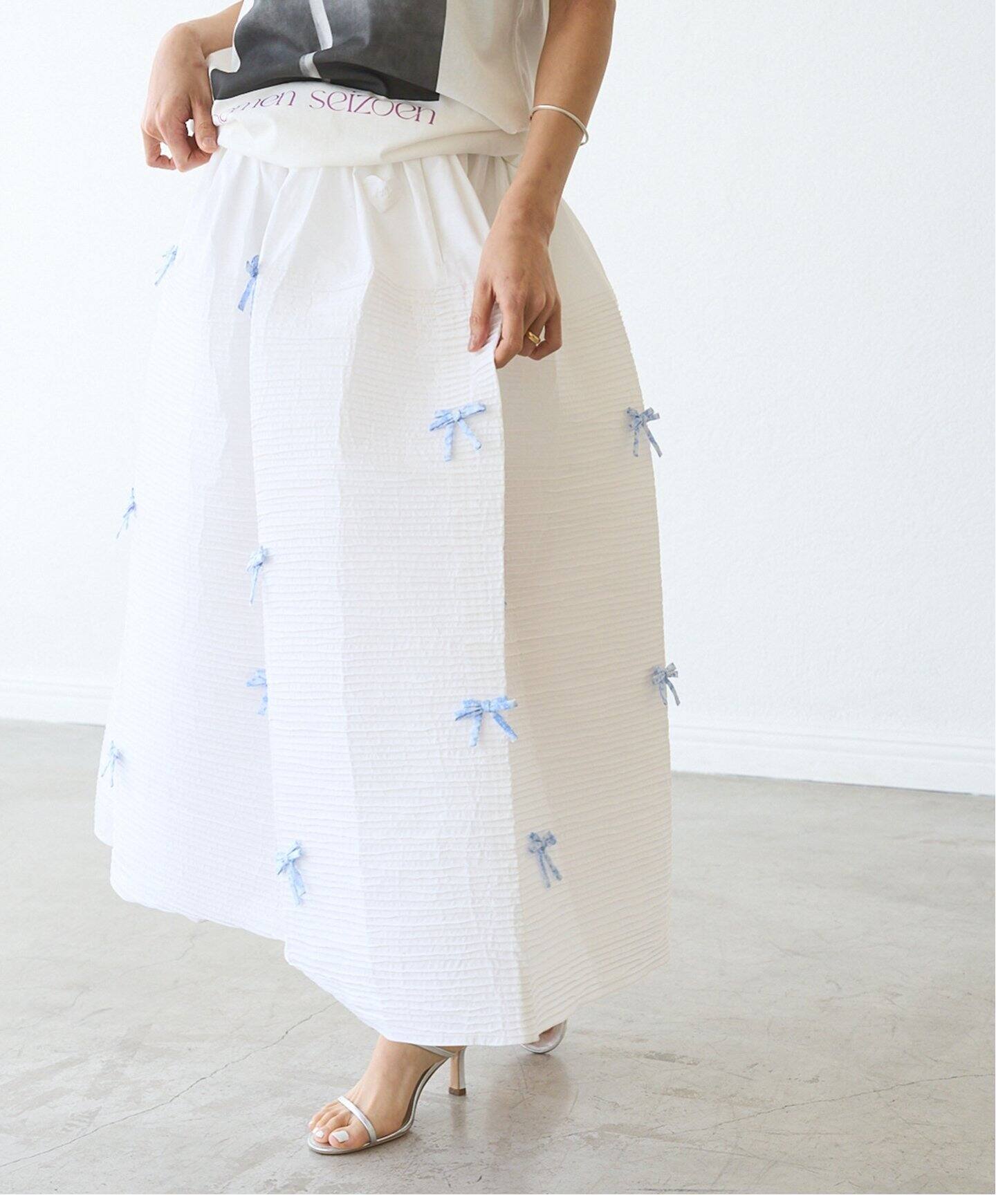 Drawer別注　ホラーヴァキュイ　WILLY SKIRT　ロング丈　フレア HORROR VACUI/ホラー ヴァキュイ】RIBBON SKIRT スカート