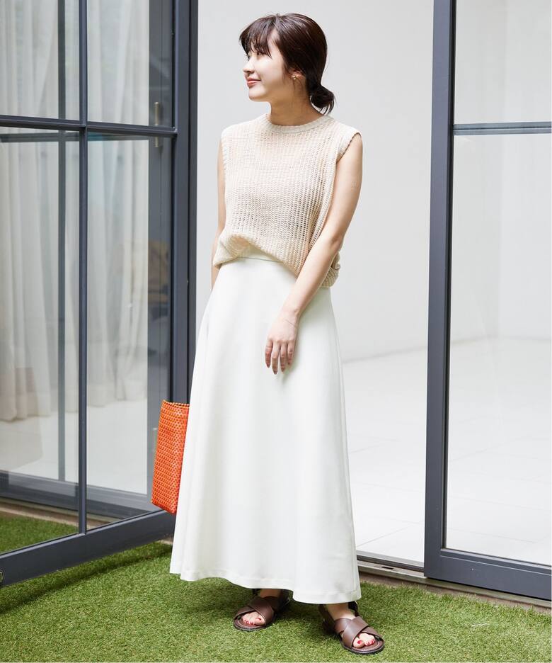 WEB限定》ダブルクロスフレアスカート（ロング・マキシ丈スカート  