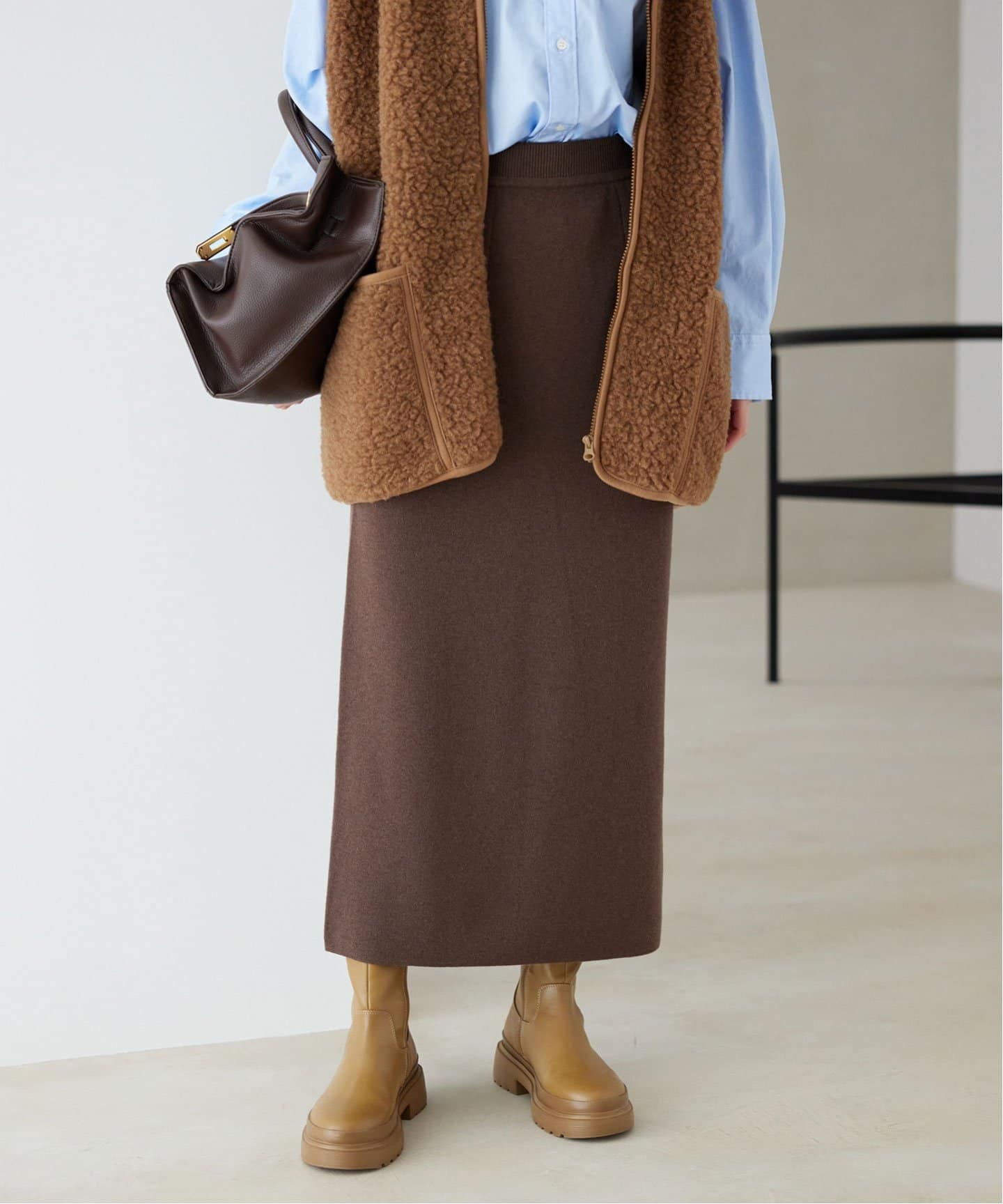 ウォッシャブルスムース ニットスカート（ロング・マキシ丈スカート