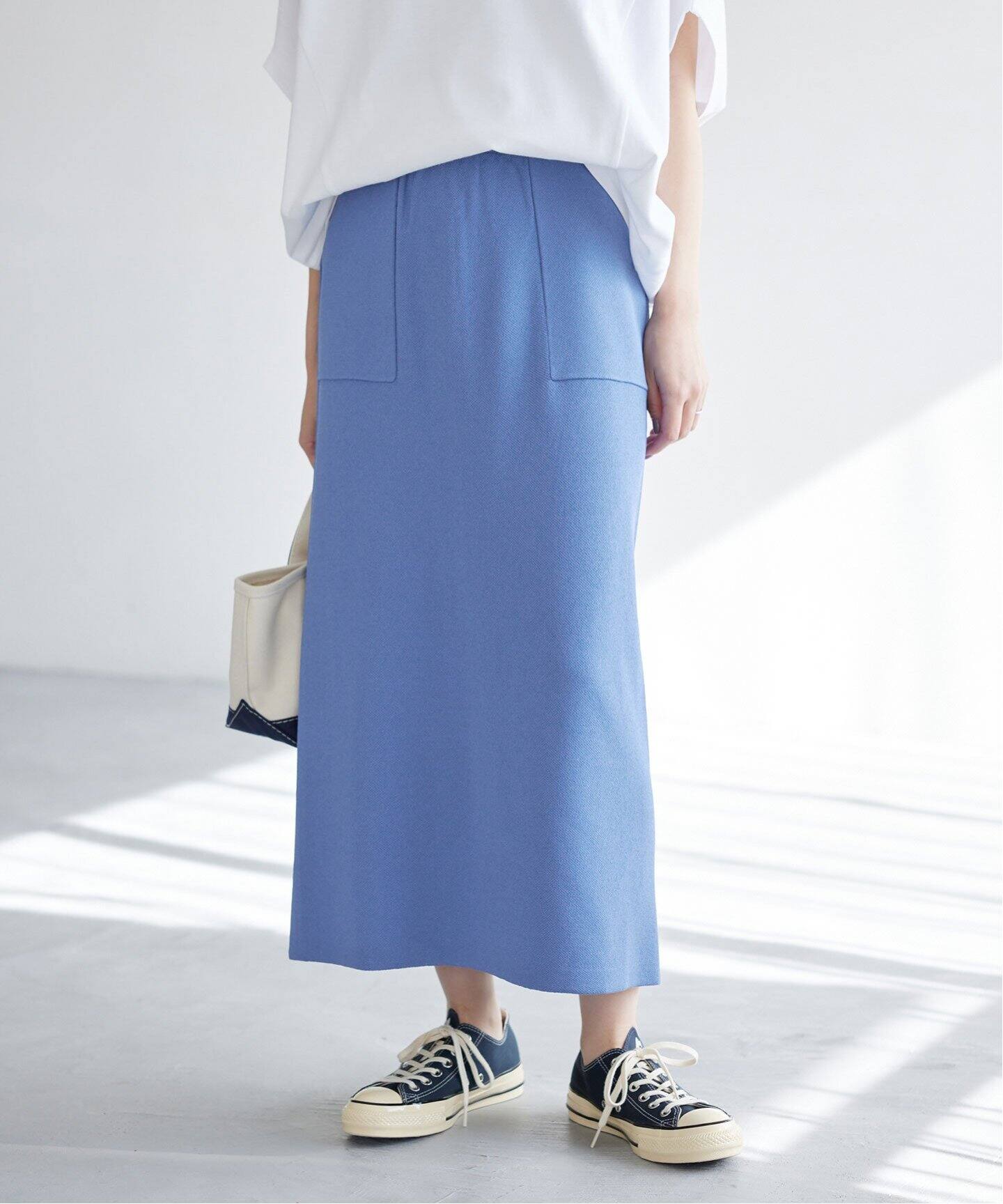ウォッシャブルスカート付きニットパンツ ストレート ニットパンツ -ウォッシャブル- （ウォッシャブル