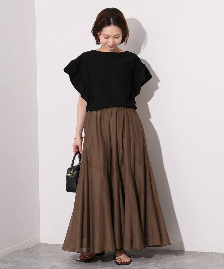 追加3》綿シルク切替ギャザースカート（ロング・マキシ丈  