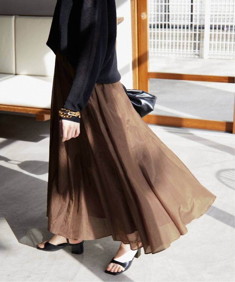 追加3》綿シルク切替ギャザースカート（ロング・マキシ丈スカート  