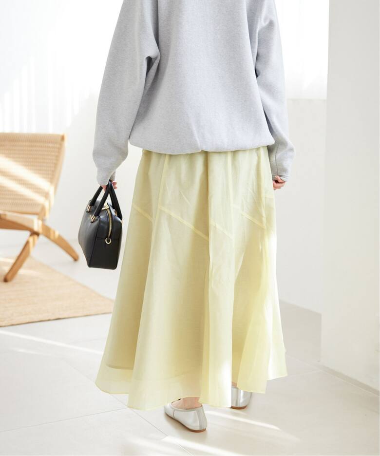 追加3》綿シルク切替ギャザースカート（ロング・マキシ丈スカート  