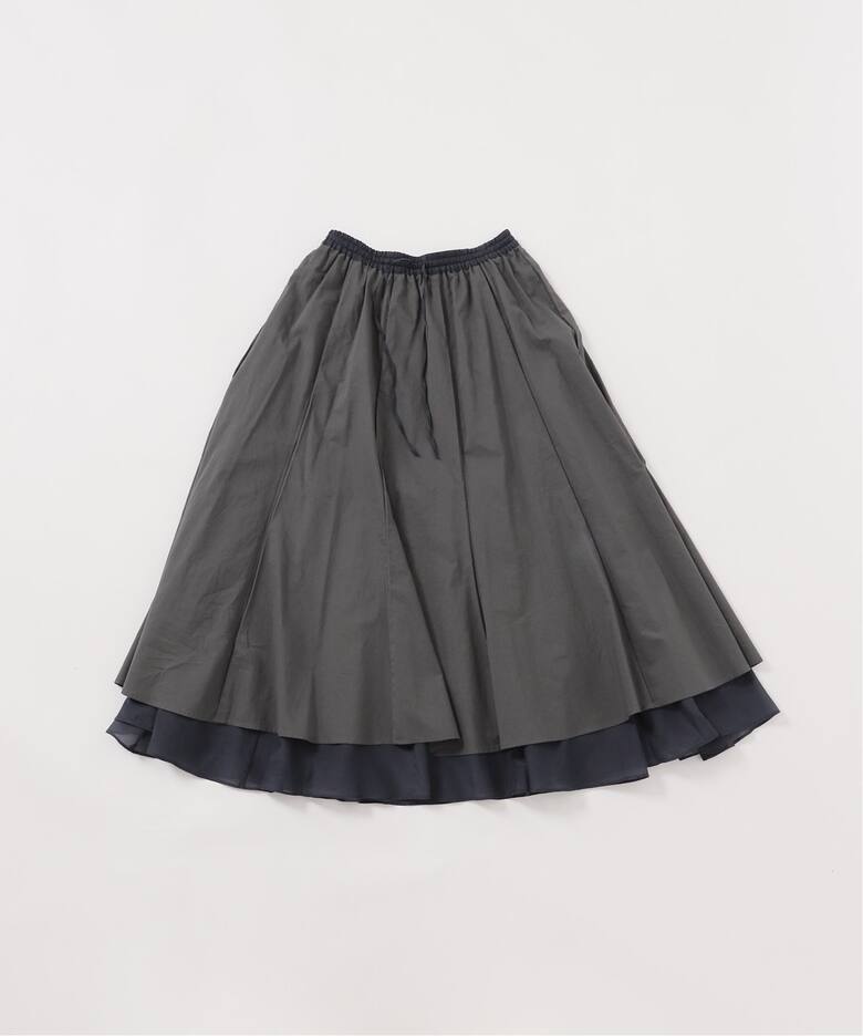 追加3》綿シルク切替ギャザースカート（ロング・マキシ丈スカート  