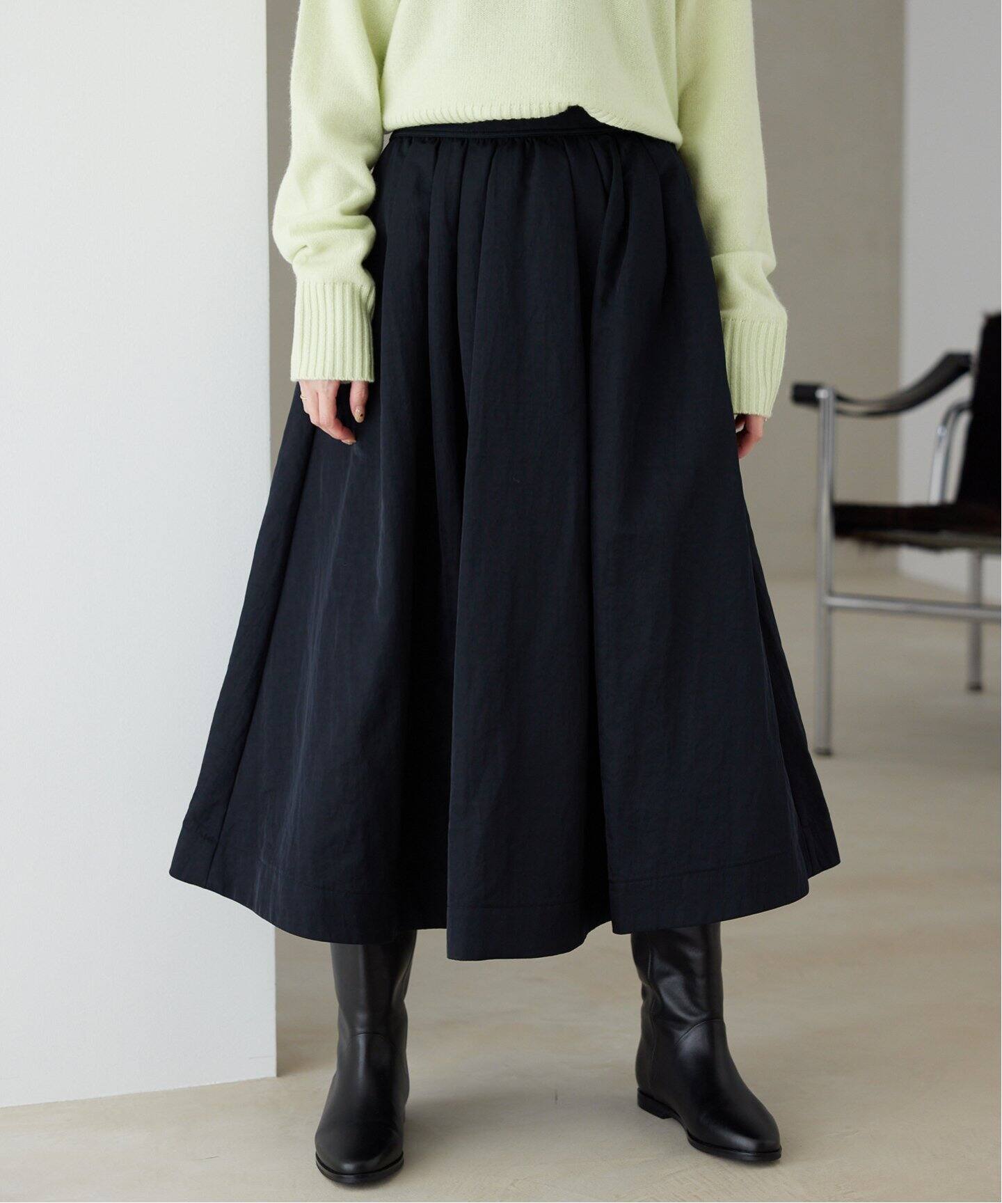 タフタタックギャザースカート（ロング・マキシ丈スカート）｜SLOBE  