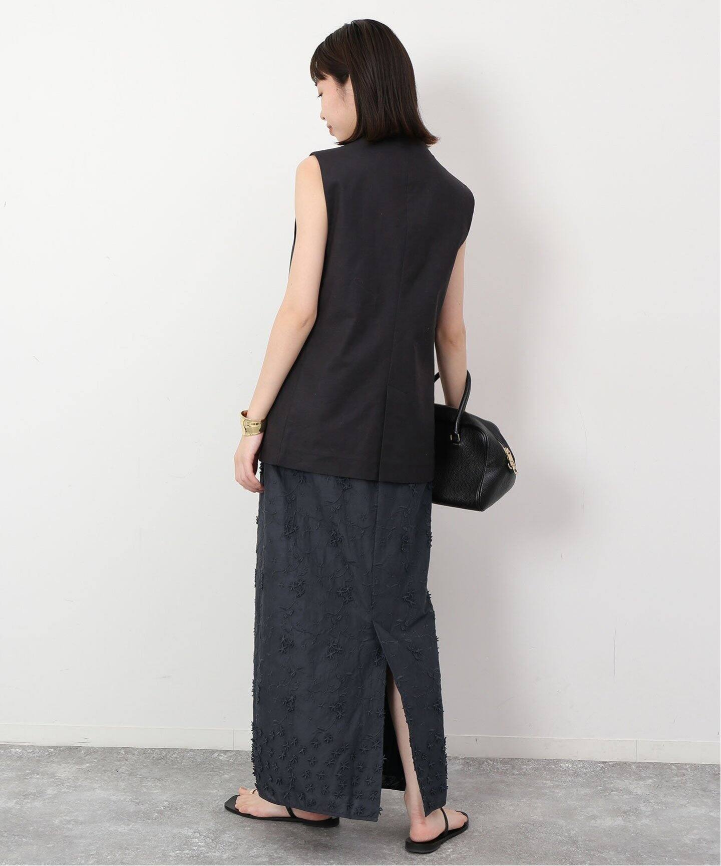 コットンフラワーモチーフ刺繍スカート（ロング・マキシ丈スカート  