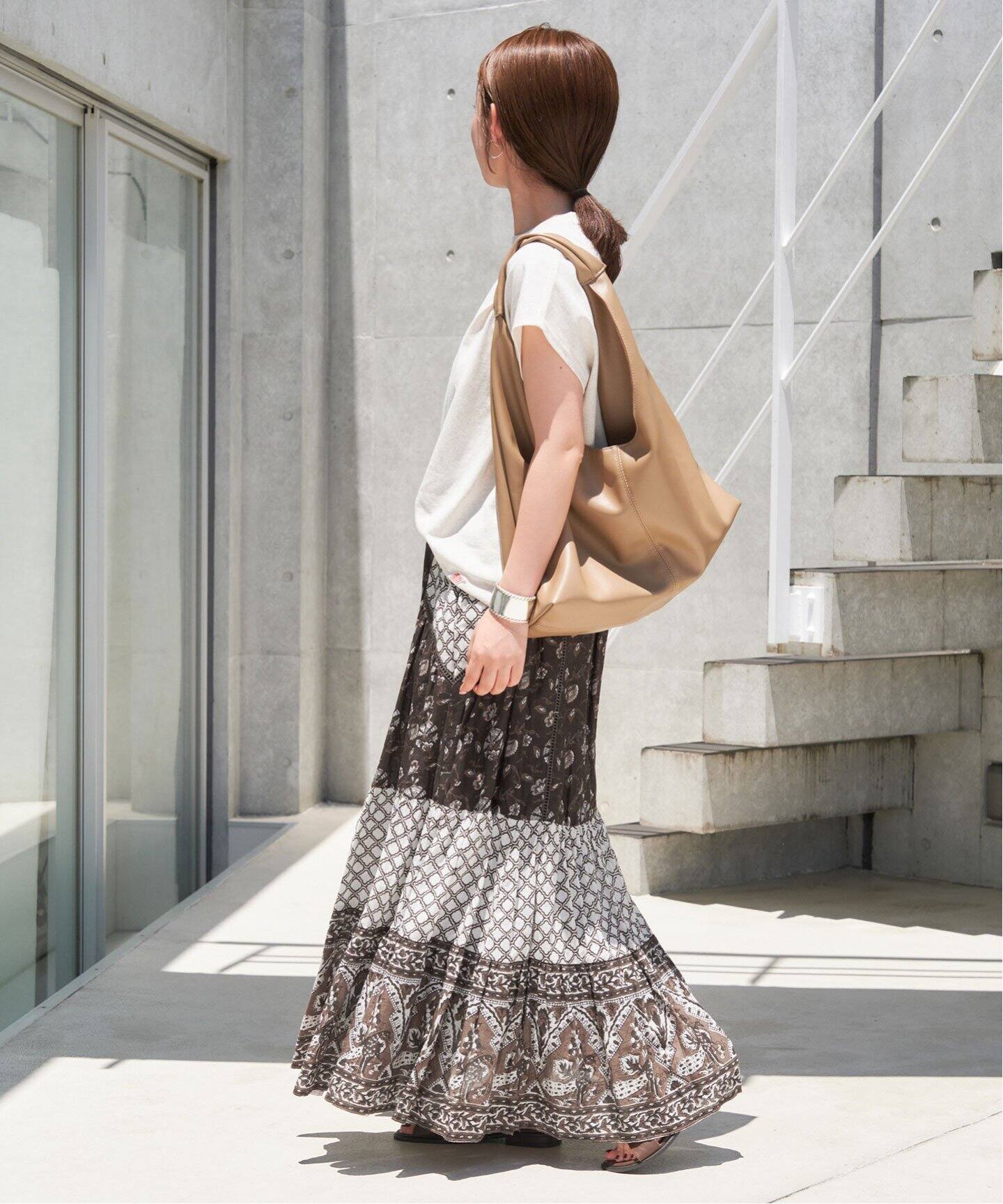 インドパネルプリントトリミング スカート（ロング・マキシ丈スカート  