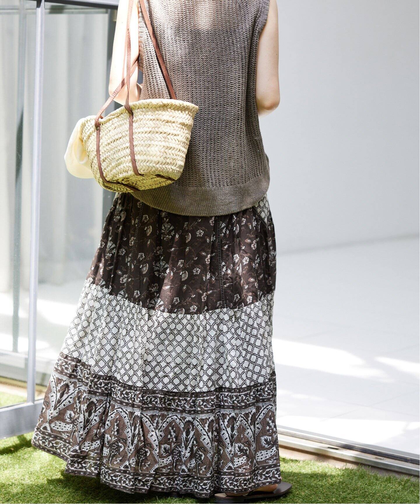 SLOBE IENA 【24SS】インドパネルプリントトリミング スカート