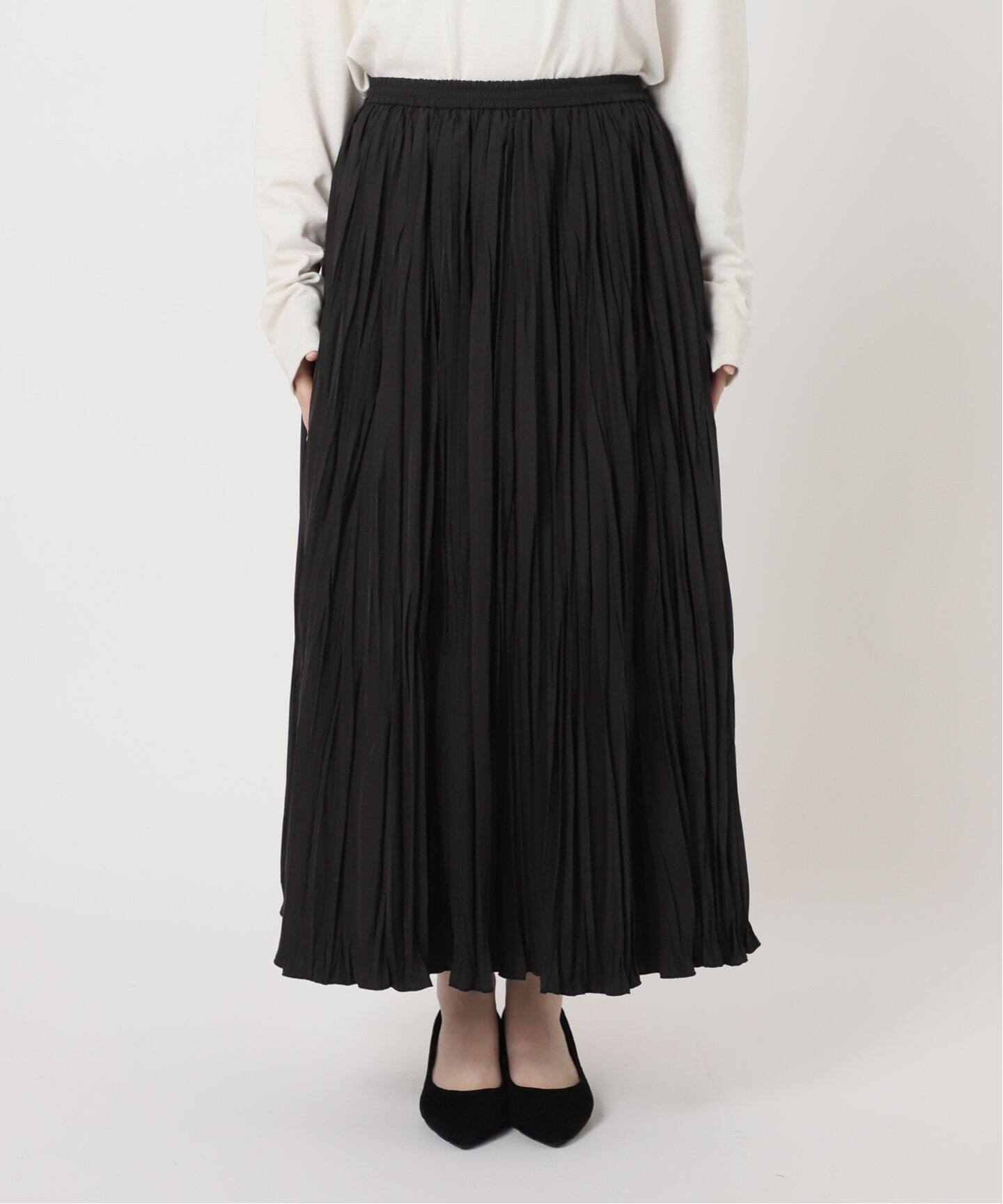 MARK&LONA　CODE　2WAY デタッチャブル　プリーツスカート　黒 追加》タフタワッシャープリーツスカート（その他スカート）｜SLOBE