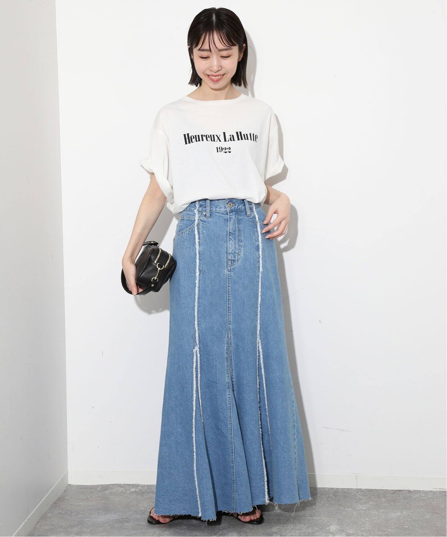 LE DENIM リメイクシームフレアスカート（デニムスカート）｜SLOBE 