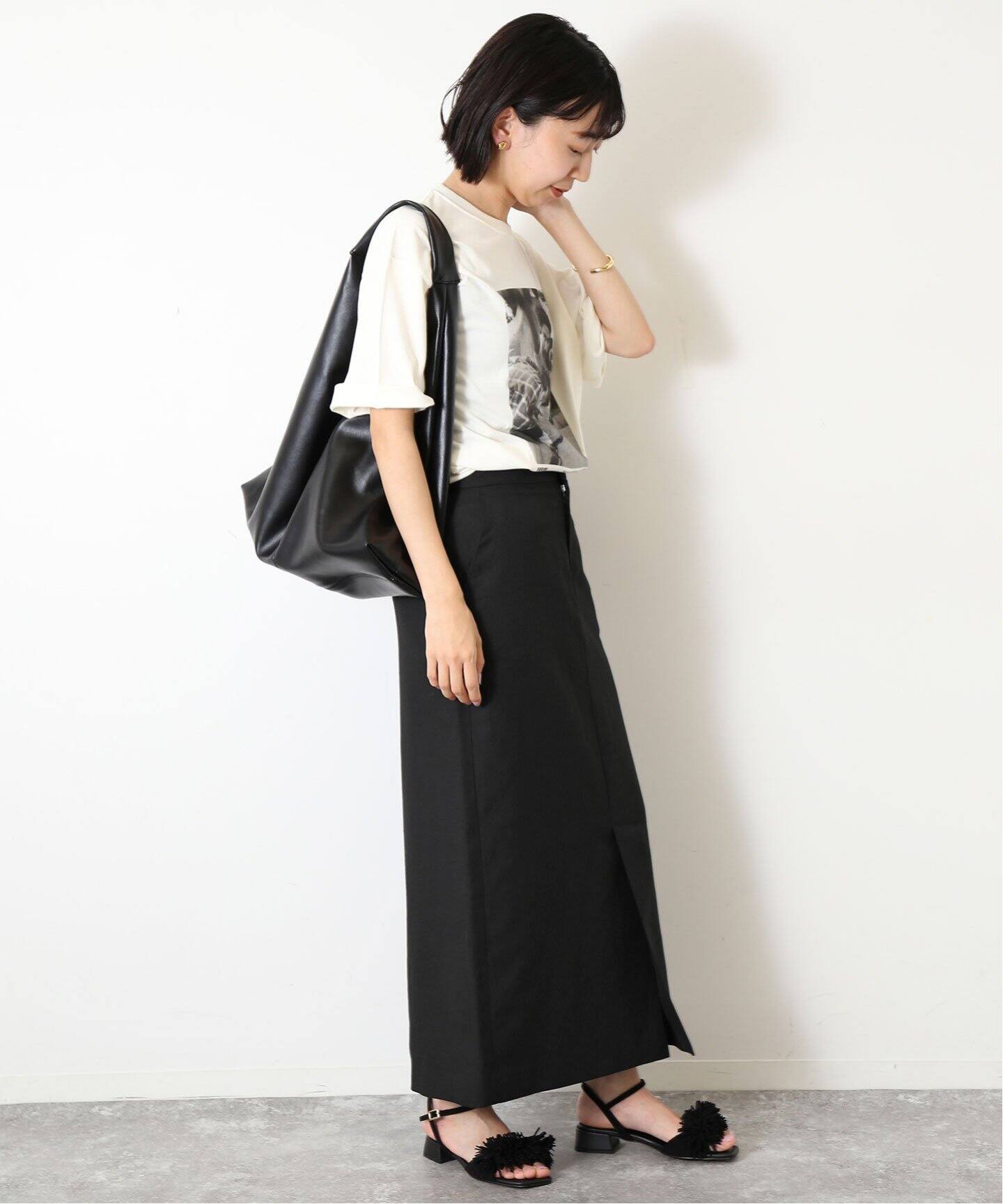 リネン混TRサスペンダー付きペンシルスカート（その他スカート  