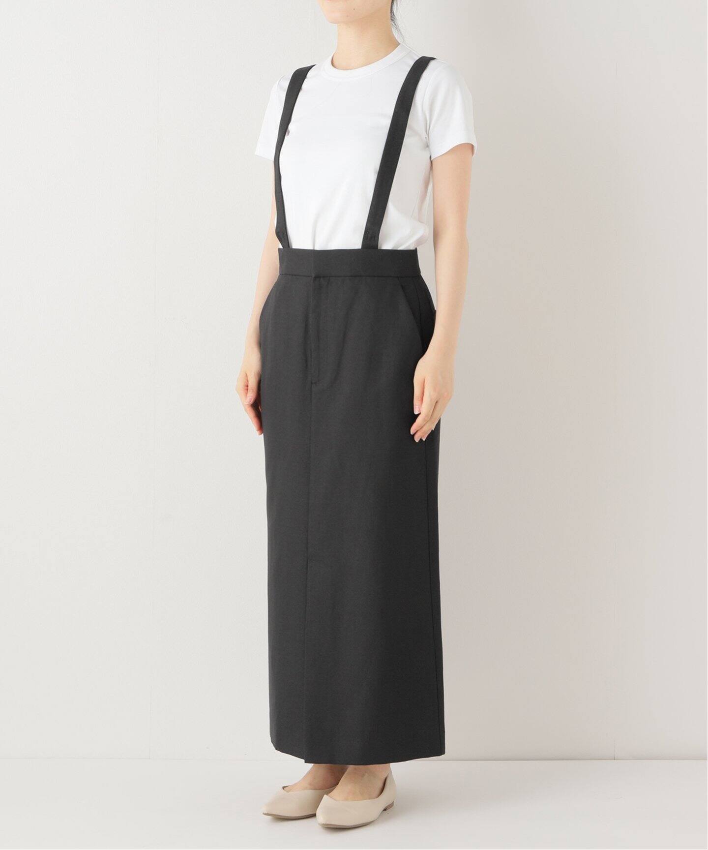 リネン混TRサスペンダー付きペンシルスカート（その他スカート  