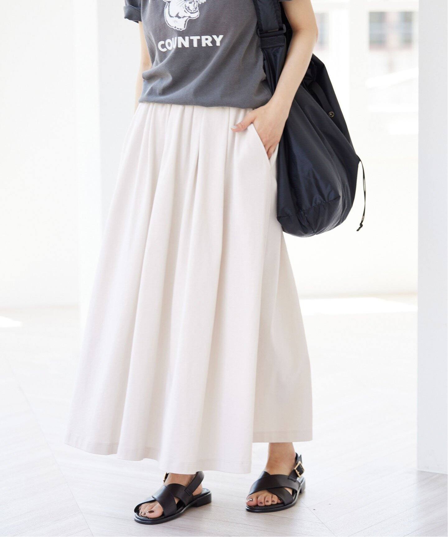 エアースピン天竺フレアスカート（ロング・マキシ丈スカート）｜SLOBE  