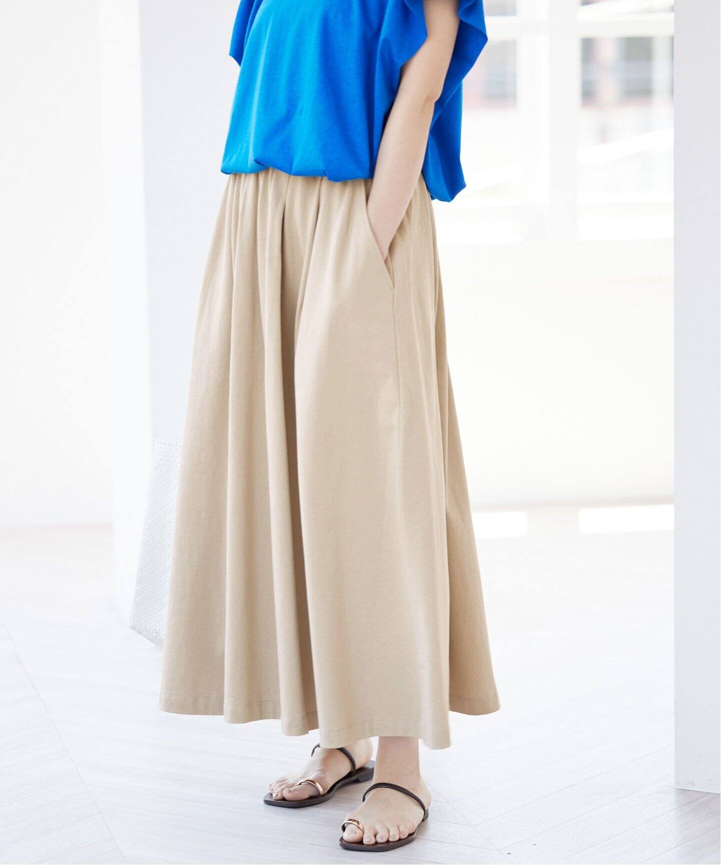 エアースピン天竺フレアスカート（ロング・マキシ丈スカート）｜SLOBE  