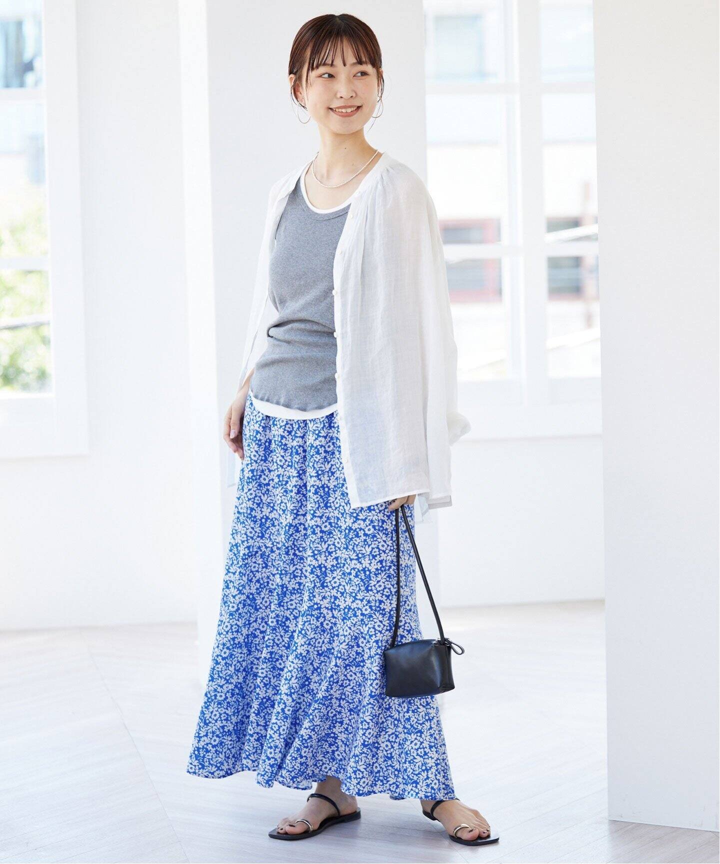 モノクロムアネモネマーメイドフレアスカート（ロング・マキシ丈  