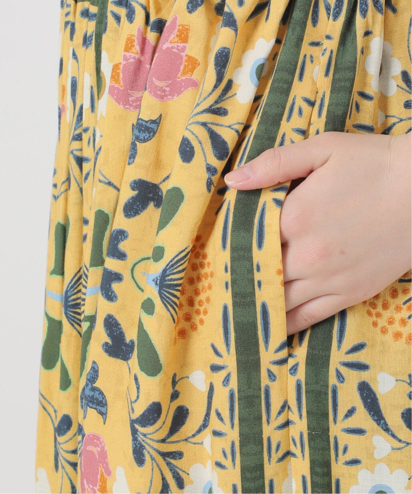 IENA LA BOUCLE ダマスクプリントイージースカート（ロング・マキシ丈 