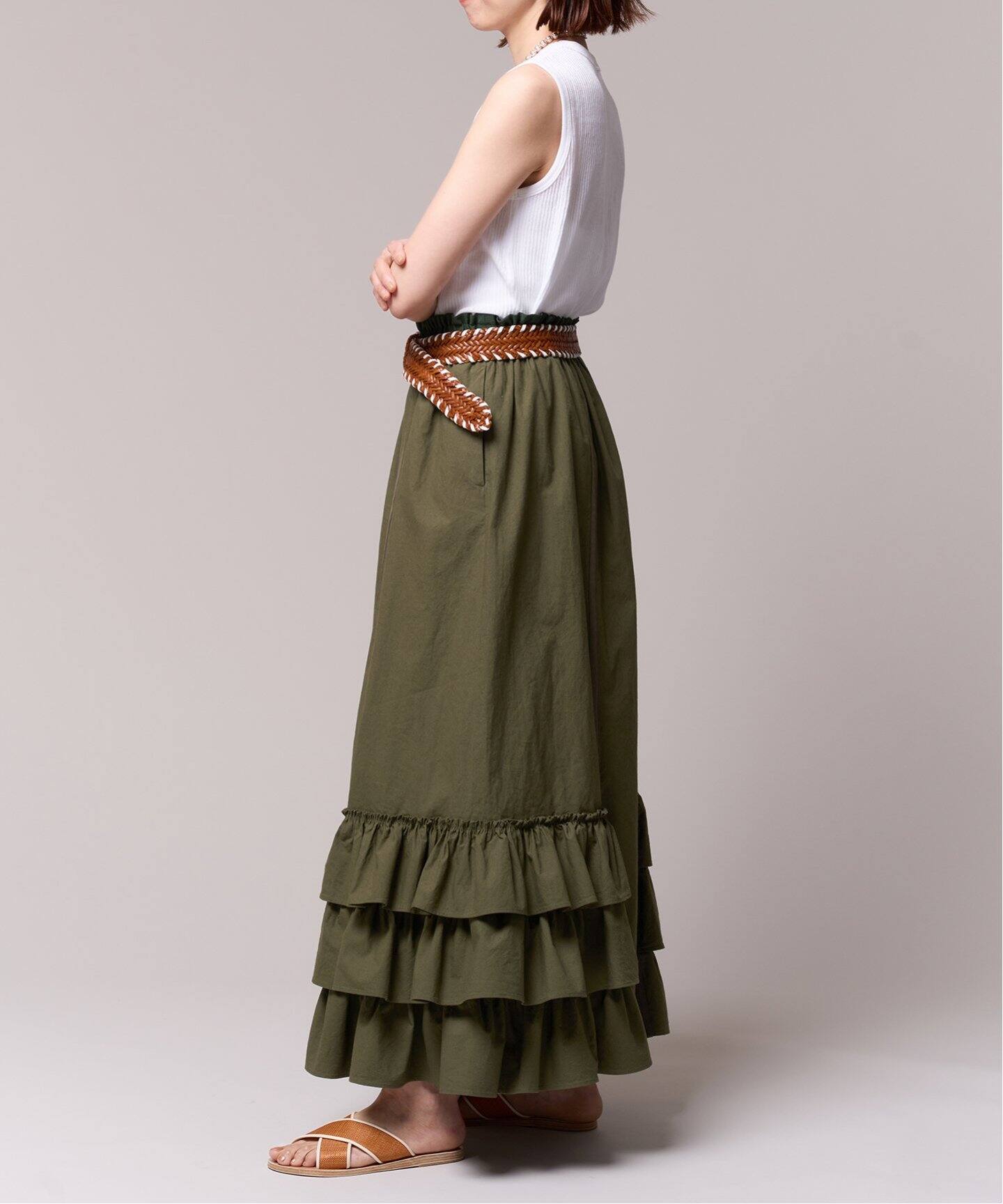 IENA LA BOUCLE リネンマキシスカート IENA LA BOUCLE リネンコットン透かし編みパネルスカート