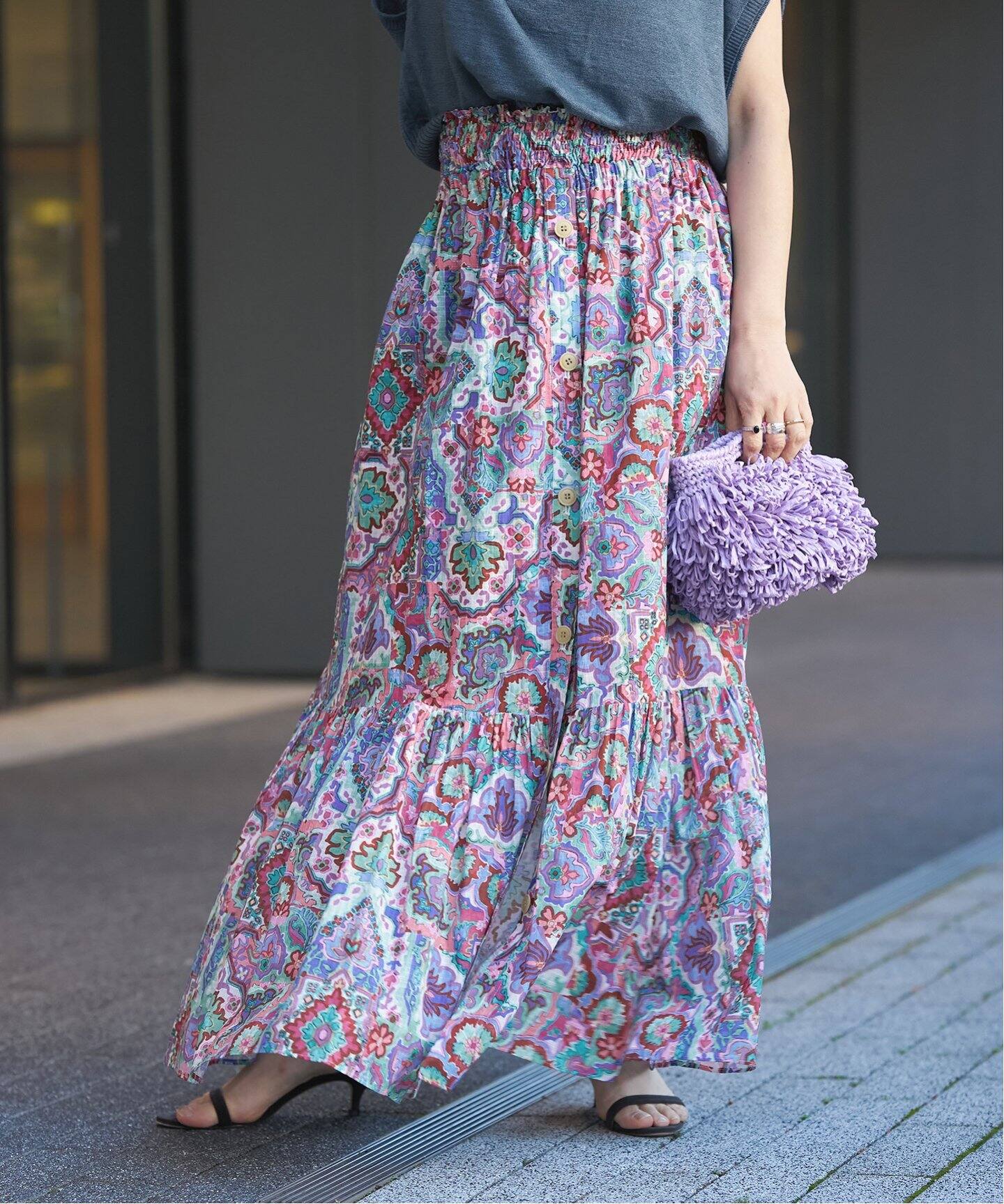 IENA LA BOUCLE DEVEAUX 更紗スカート（ロング・マキシ丈スカート  