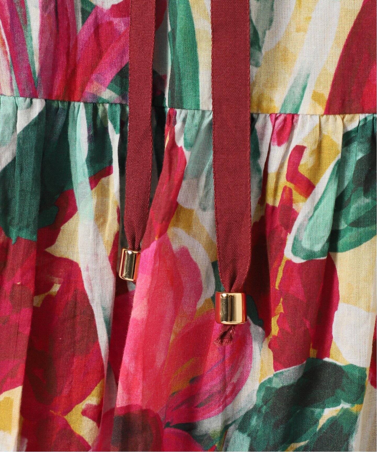 IENA LA BOUCLE DEVEAUX ペイントフラワーティアードスカート（ロング  