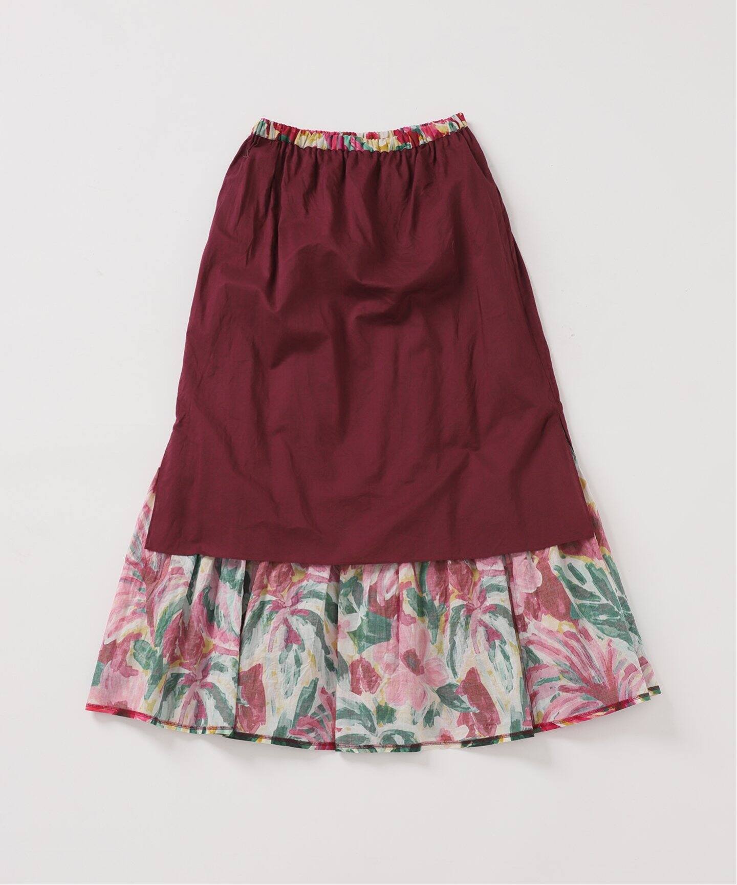 IENA LA BOUCLE DEVEAUX ペイントフラワーティアードスカート（ロング  