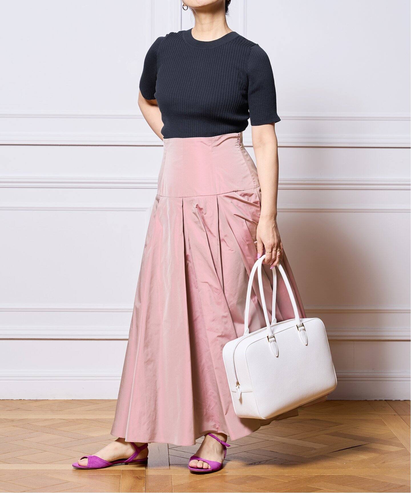 IENA LA BOUCLE ポリエステルタフタボリュームスカート（ロング  