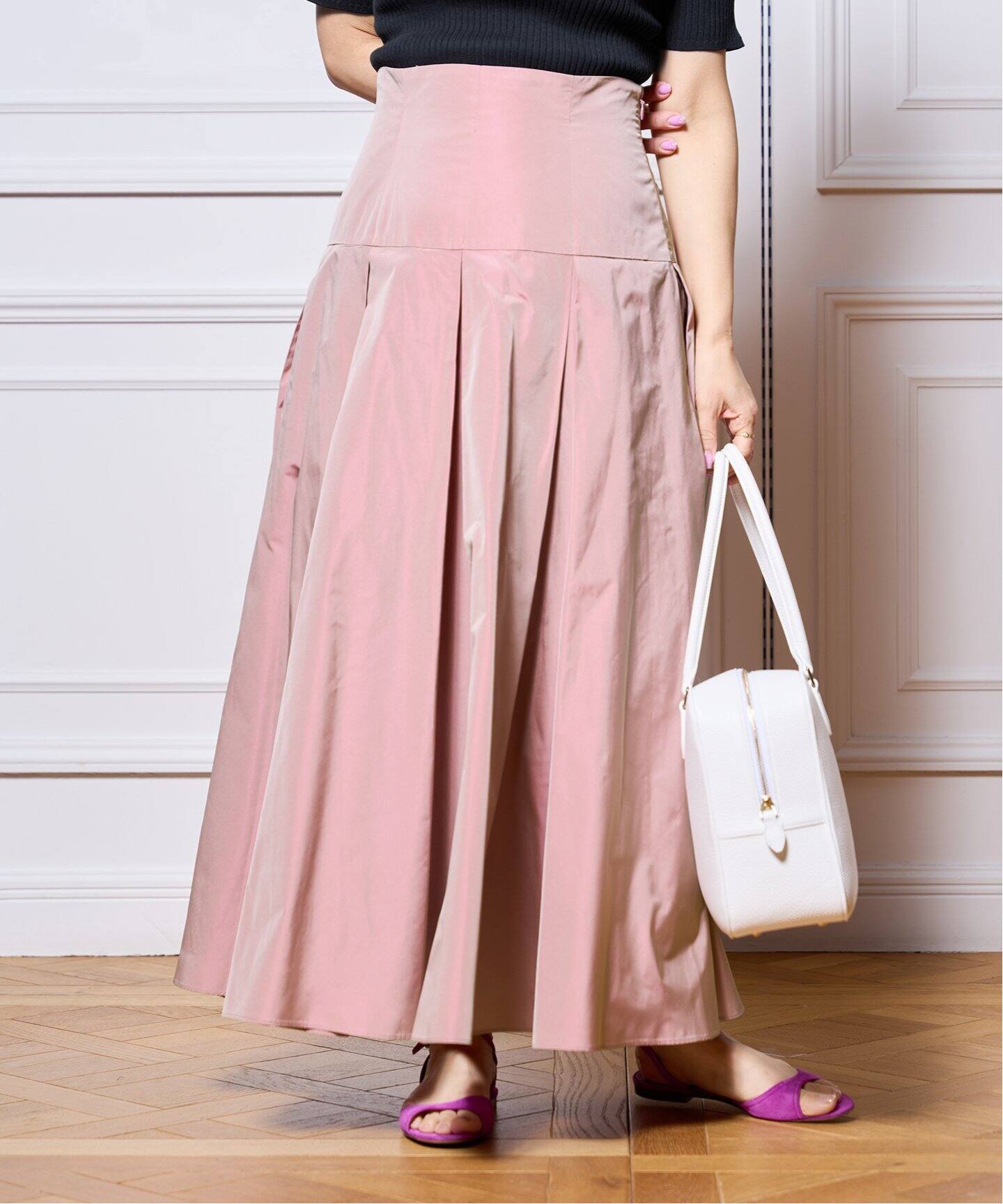 IENA LA BOUCLE ポリエステルタフタボリュームスカート（ロング  