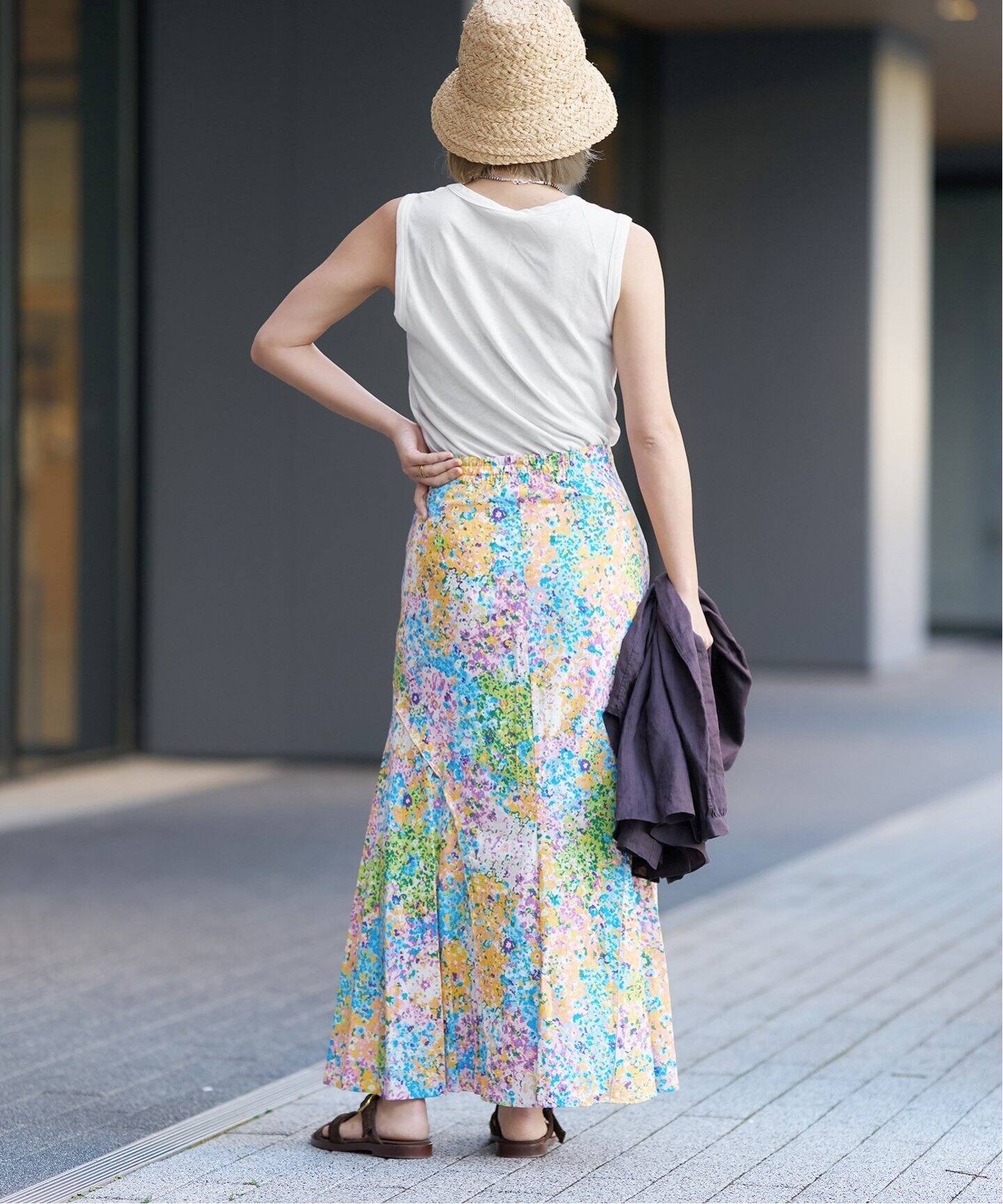 IENA LA BOUCLE フラワープリントスカート（ロング・マキシ丈スカート  