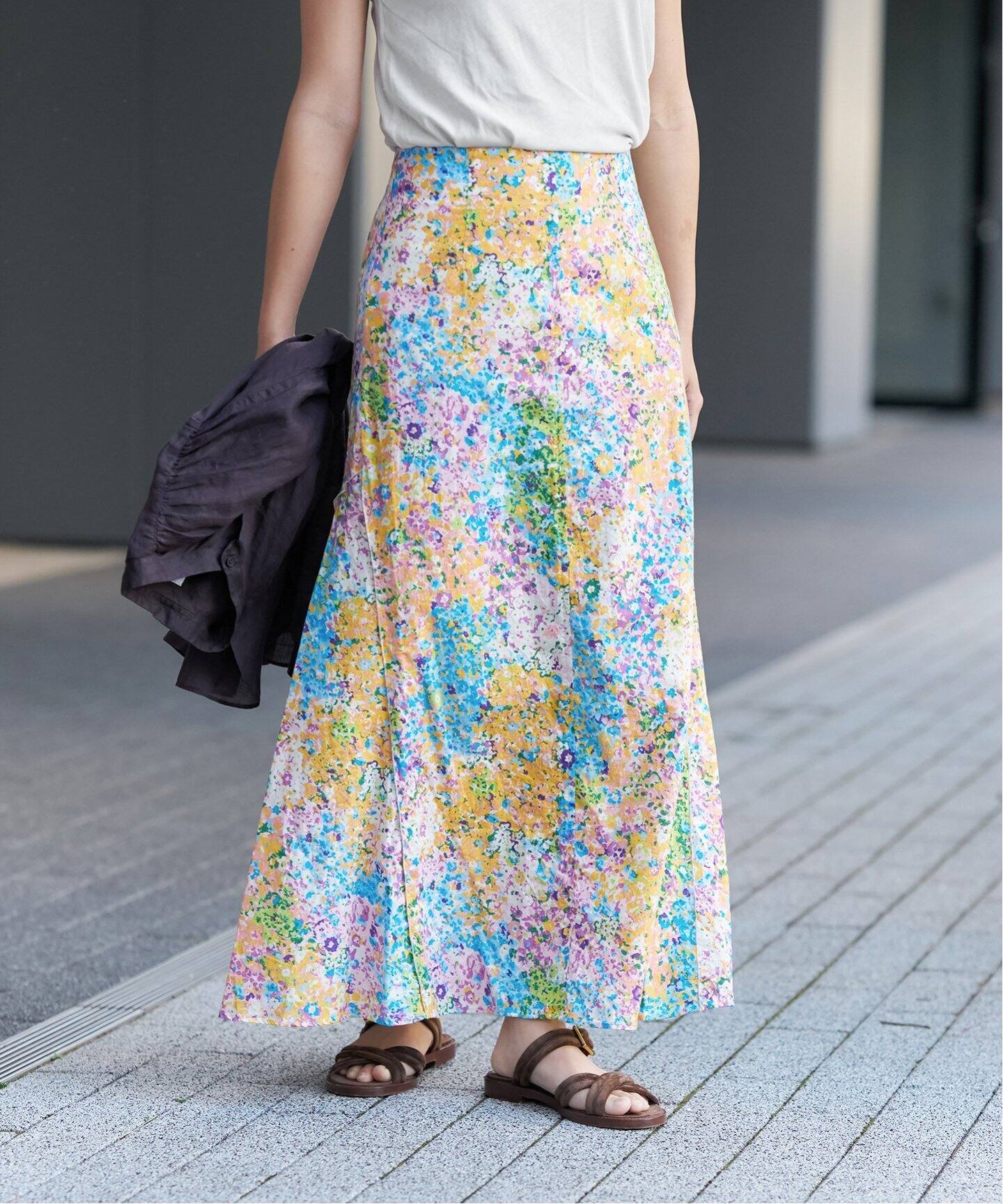 IENA LA BOUCLE フラワープリントスカート（ロング・マキシ丈スカート  