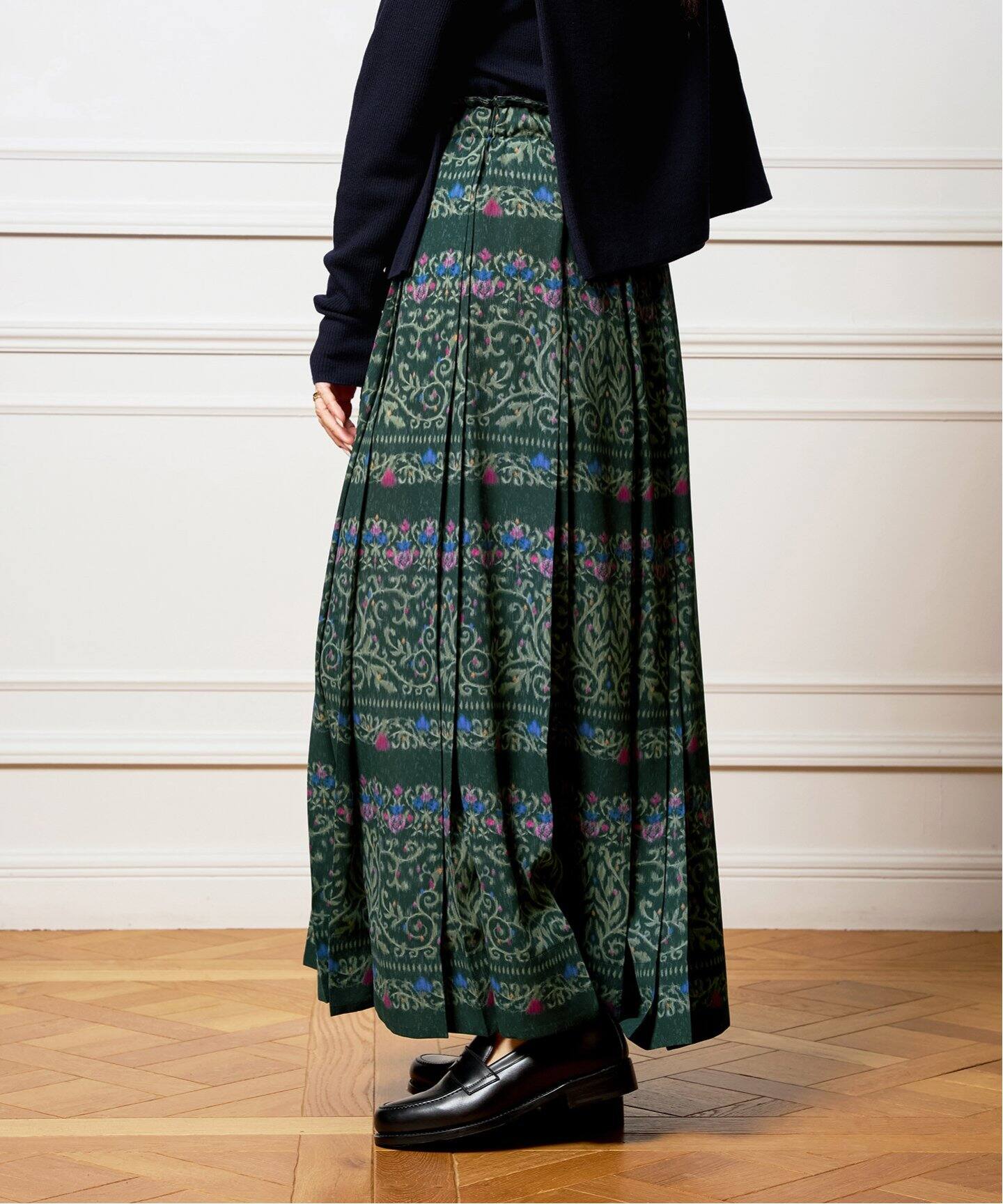 IENA LA BOUCLE ぼかしプリントプリーツスカート（ロング・マキシ丈  