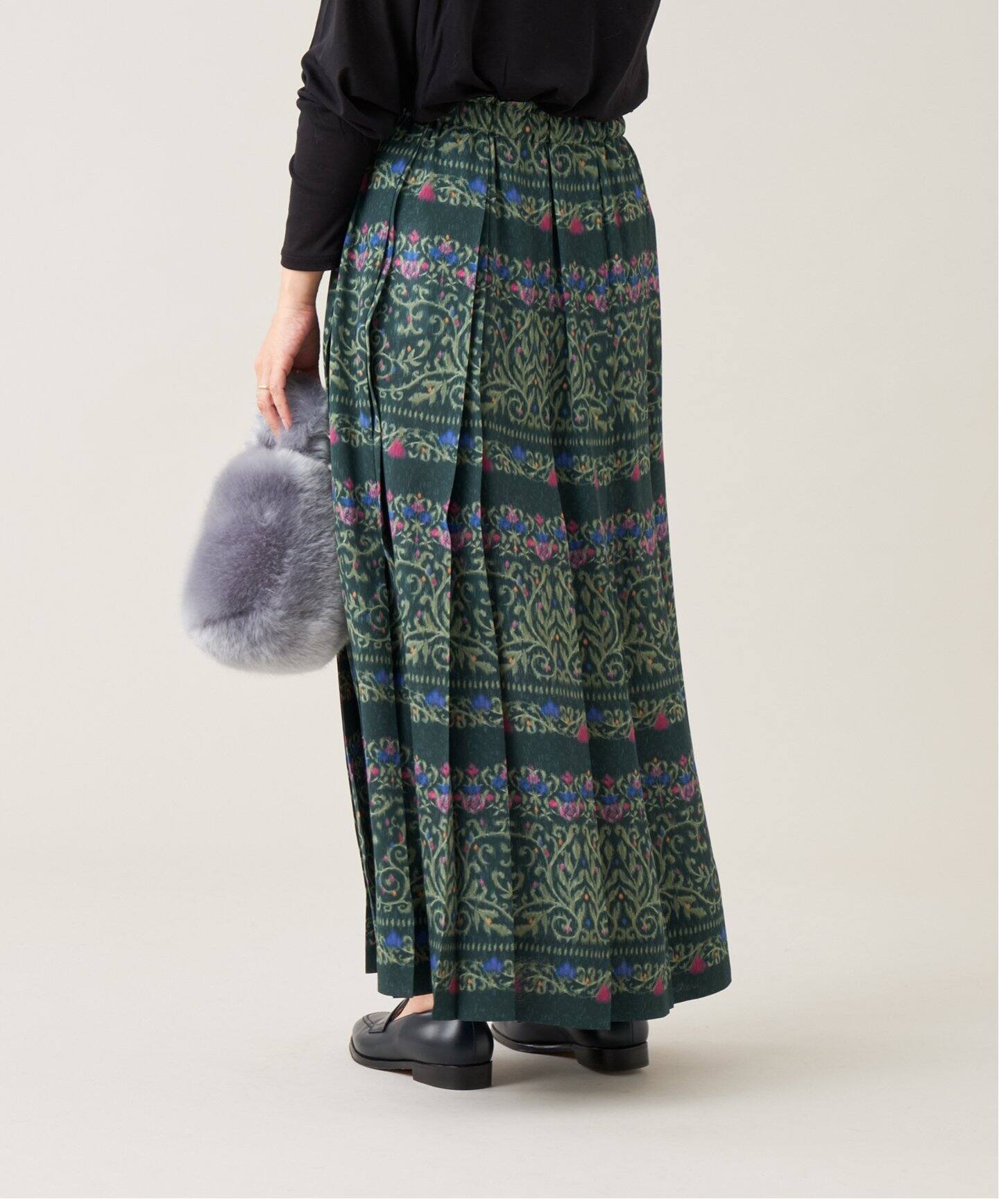 IENA LA BOUCLE ぼかしプリントプリーツスカート（ロング・マキシ丈  