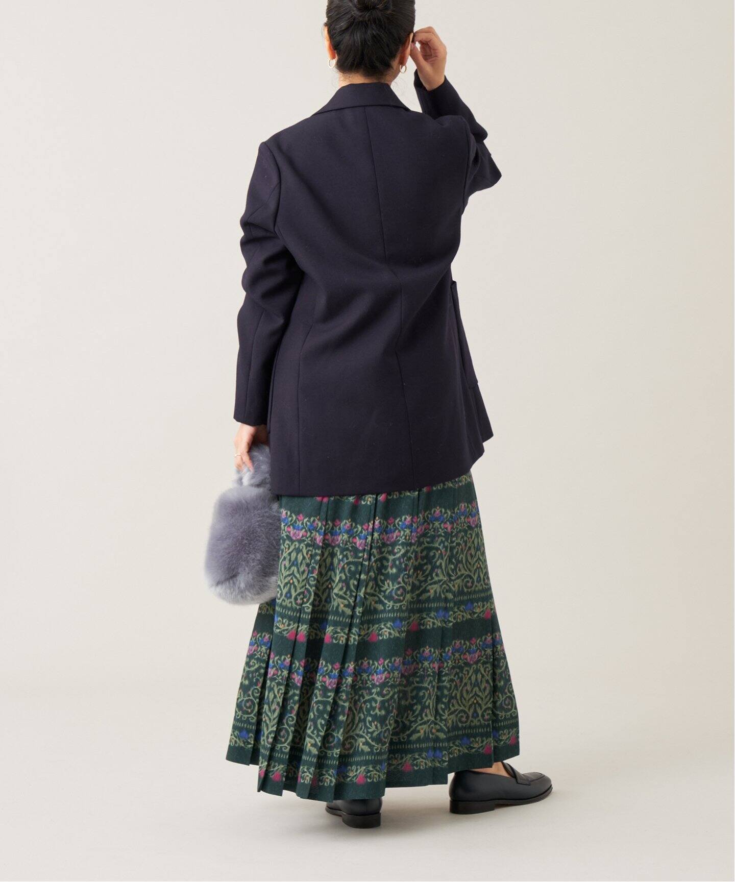 IENA LA BOUCLE ぼかしプリントプリーツスカート（ロング・マキシ丈  