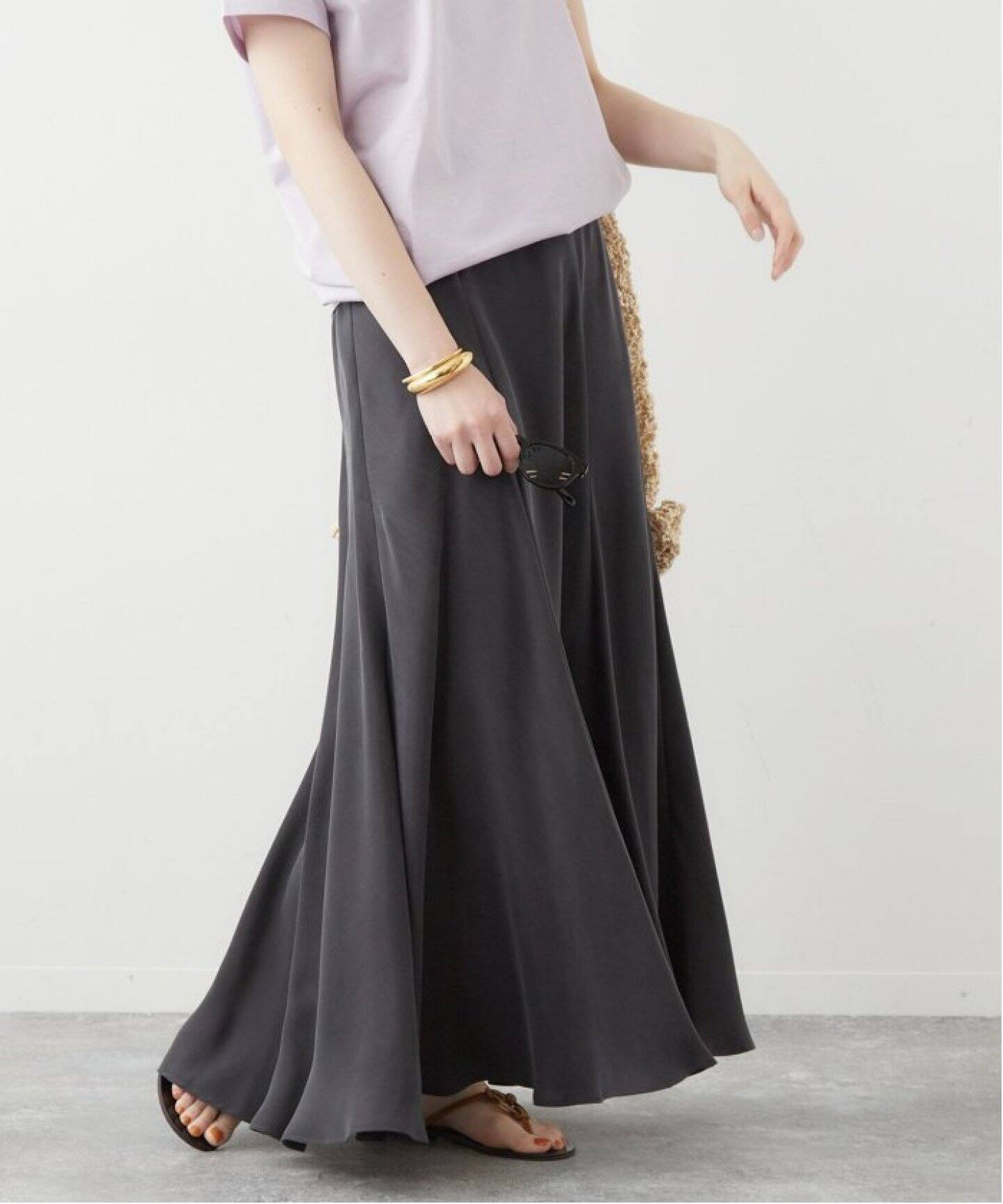 追加》Washable Fibril ロングスカート（ロング・マキシ丈スカート 