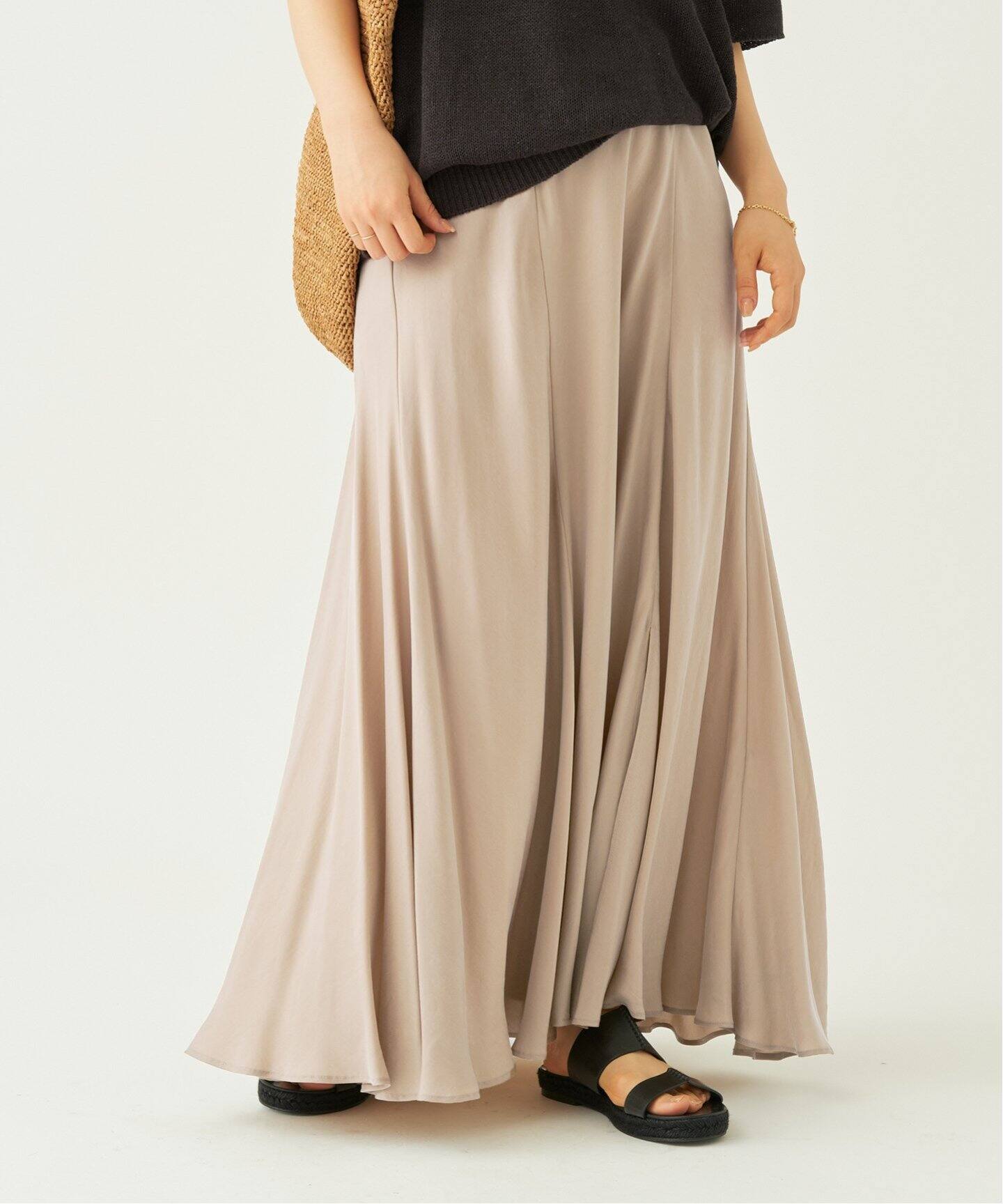 追加》Washable Fibril ロングスカート（ロング・マキシ丈スカート  