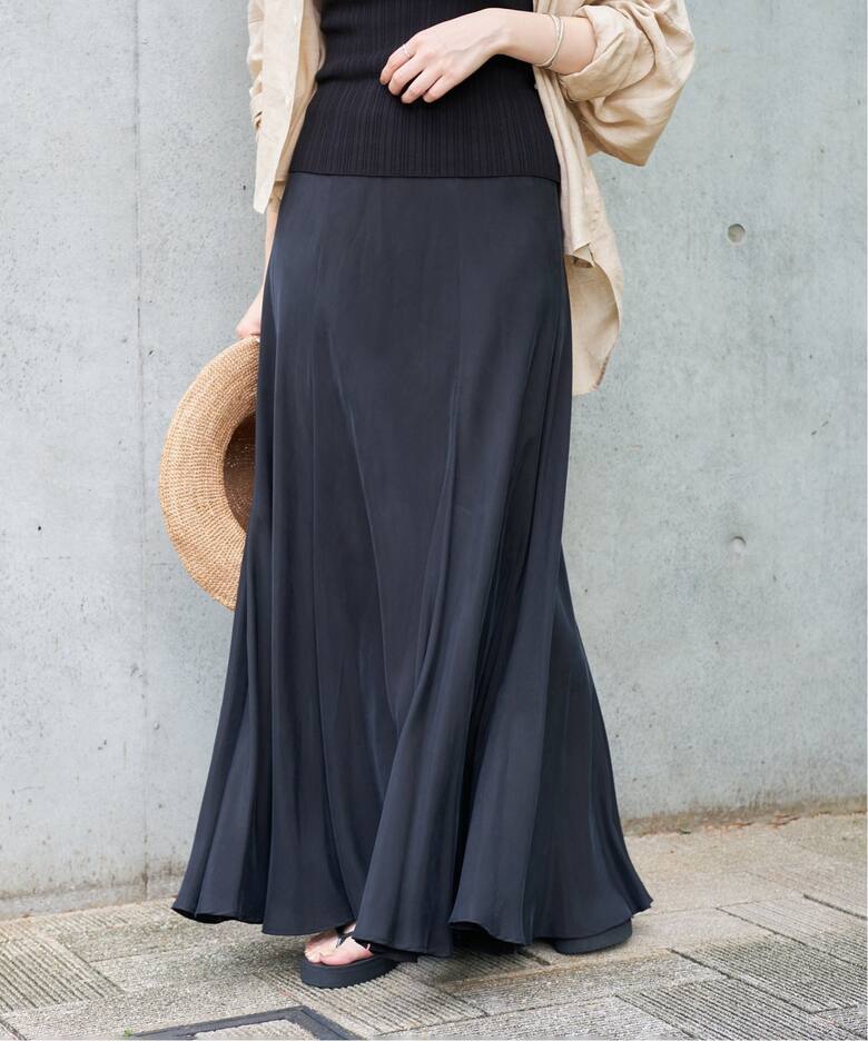 追加》Washable Fibril ロングスカート（ロング・マキシ丈スカート  