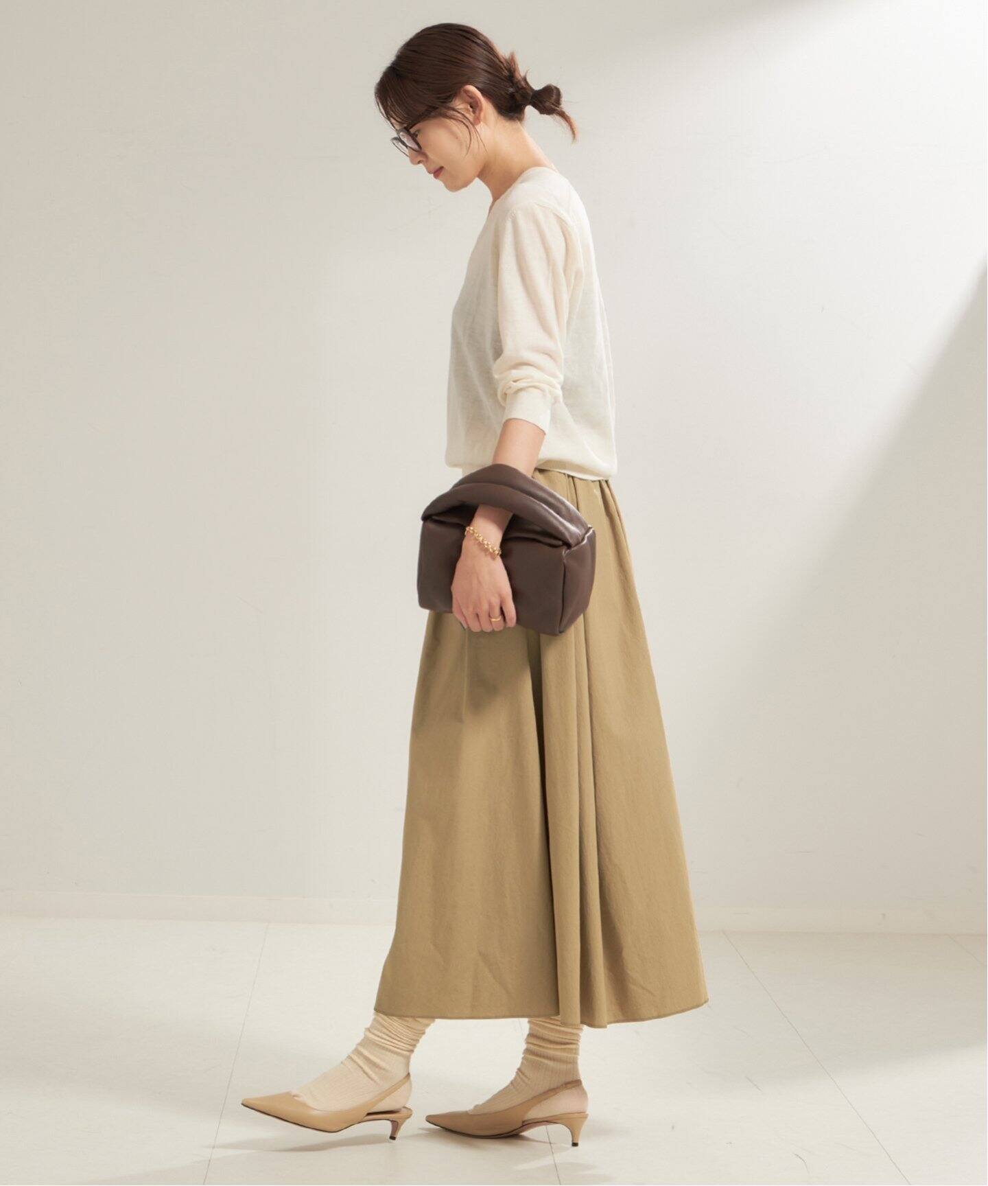 ドゥロワー スカート38 Drawerドゥロワー ベージュ フレアロング