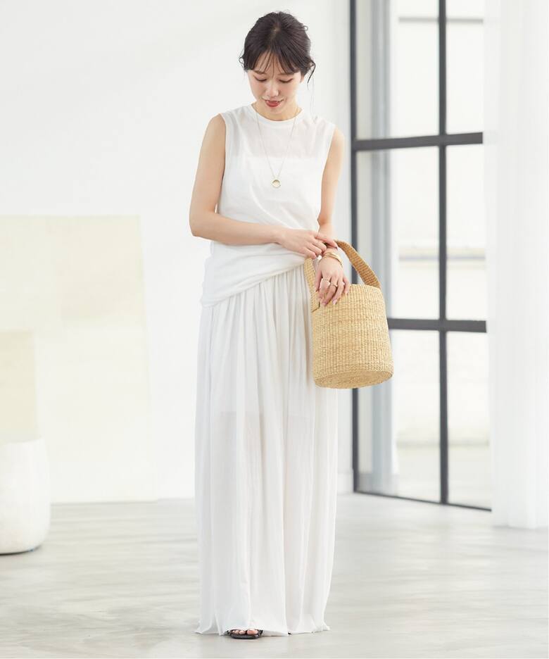 Sheer Jersey Gathered スカート（ロング・マキシ丈スカート）｜Plage  