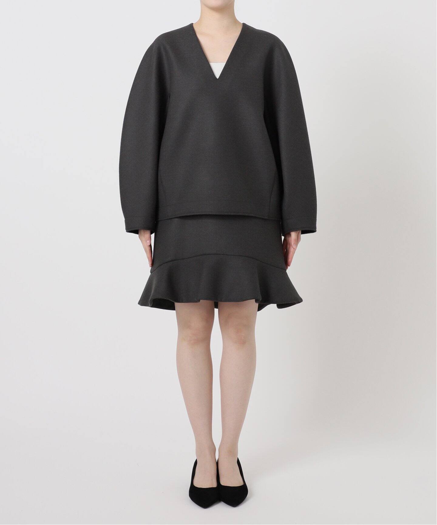 ⭐︎新品⭐︎フラーネ　Frene 袖フレアパールボンディングコート　同型 ツイルボンディング裾フレアースカート（ミニスカート