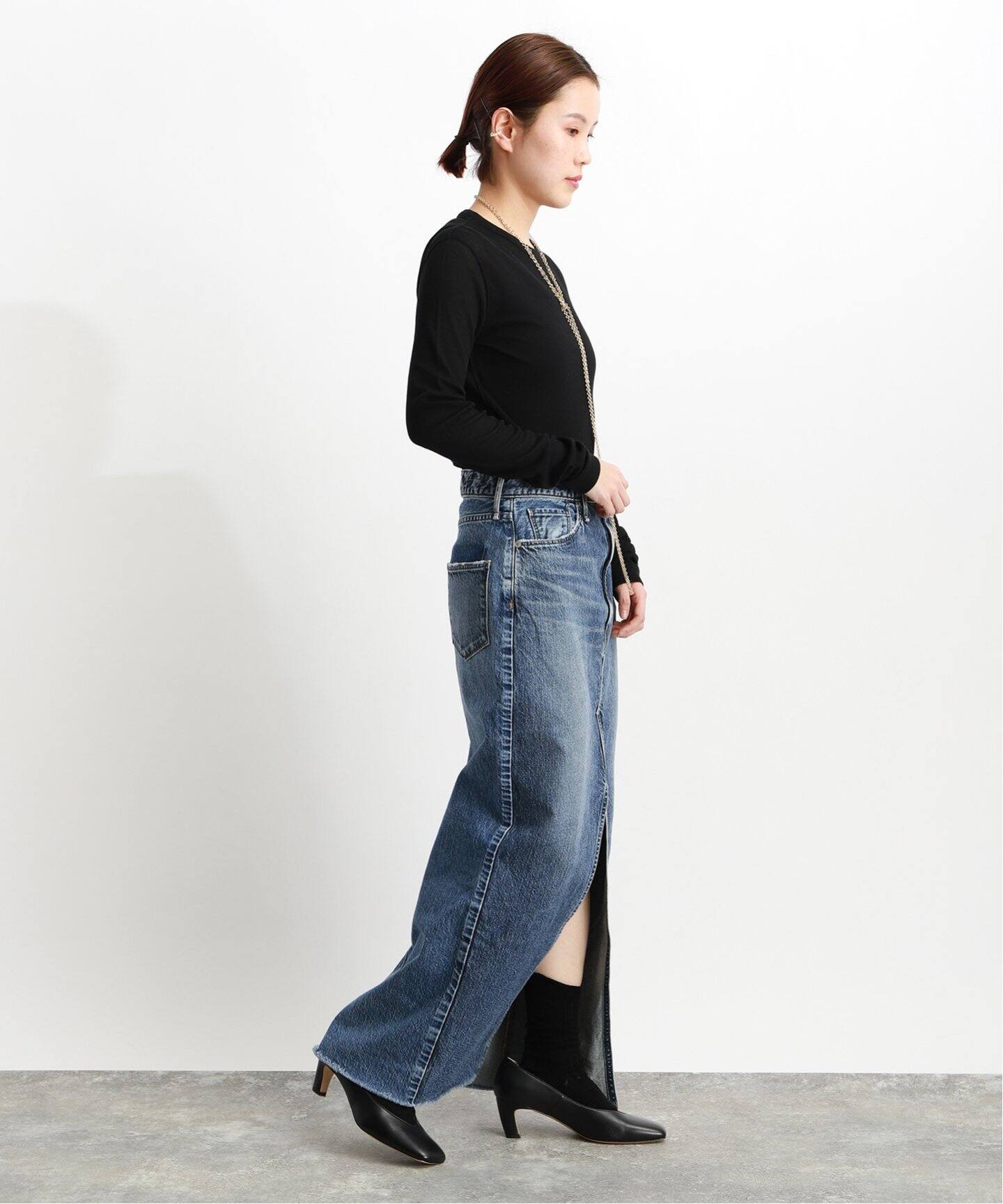 upper hights/アッパーハイツ】THE SPILIT SKIRT（デニムスカート  