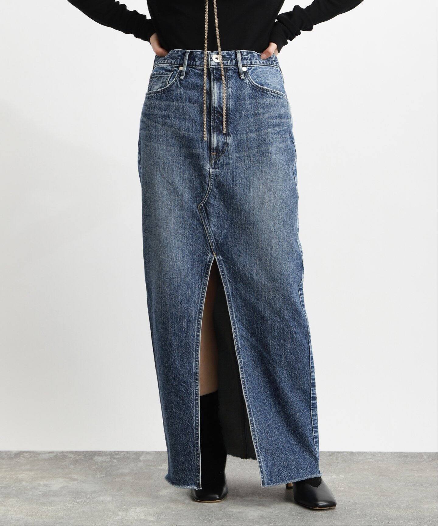 upper hights/アッパーハイツ】THE SPILIT SKIRT（デニムスカート  