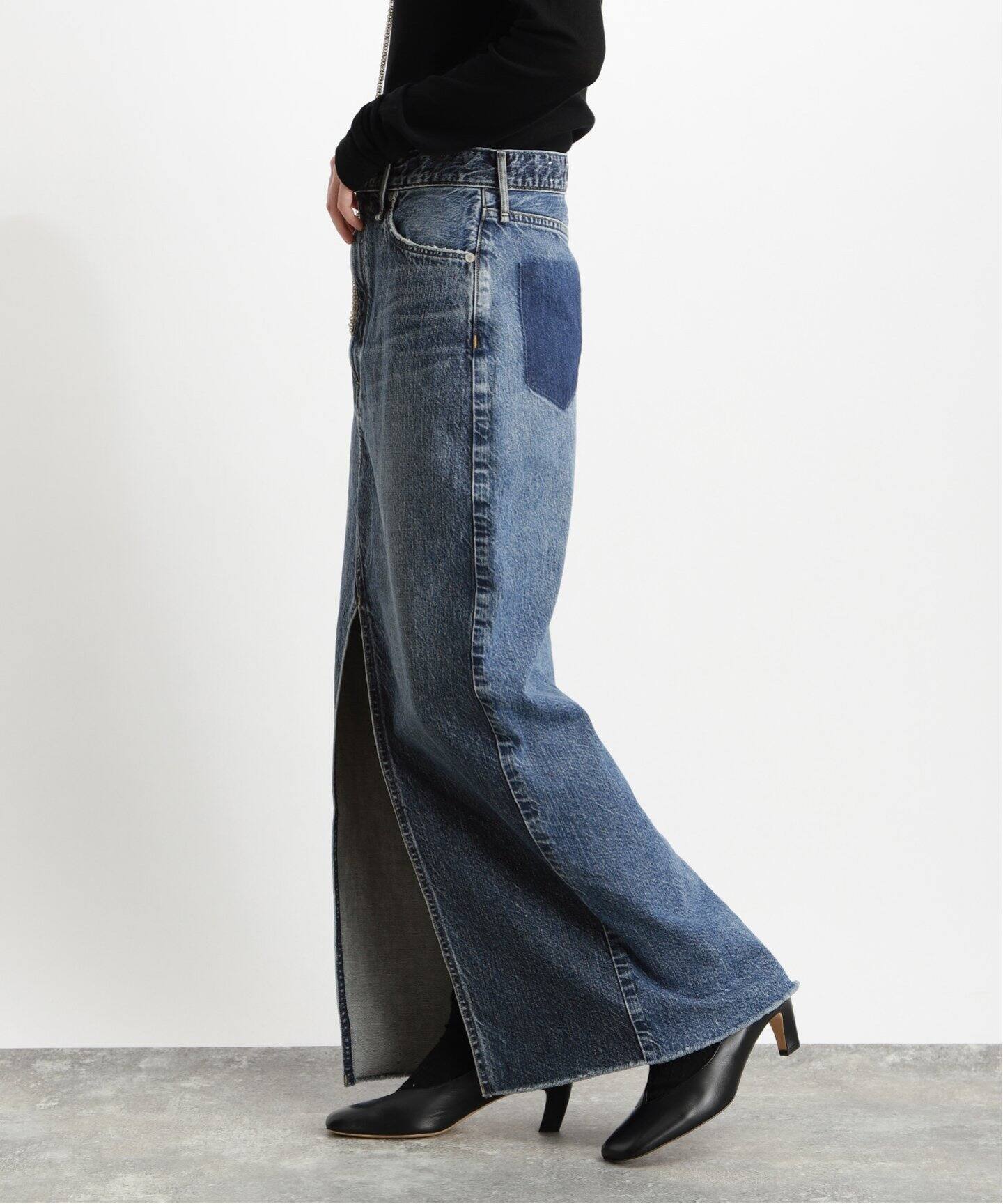 upper hights/アッパーハイツ】THE SPILIT SKIRT（デニムスカート  