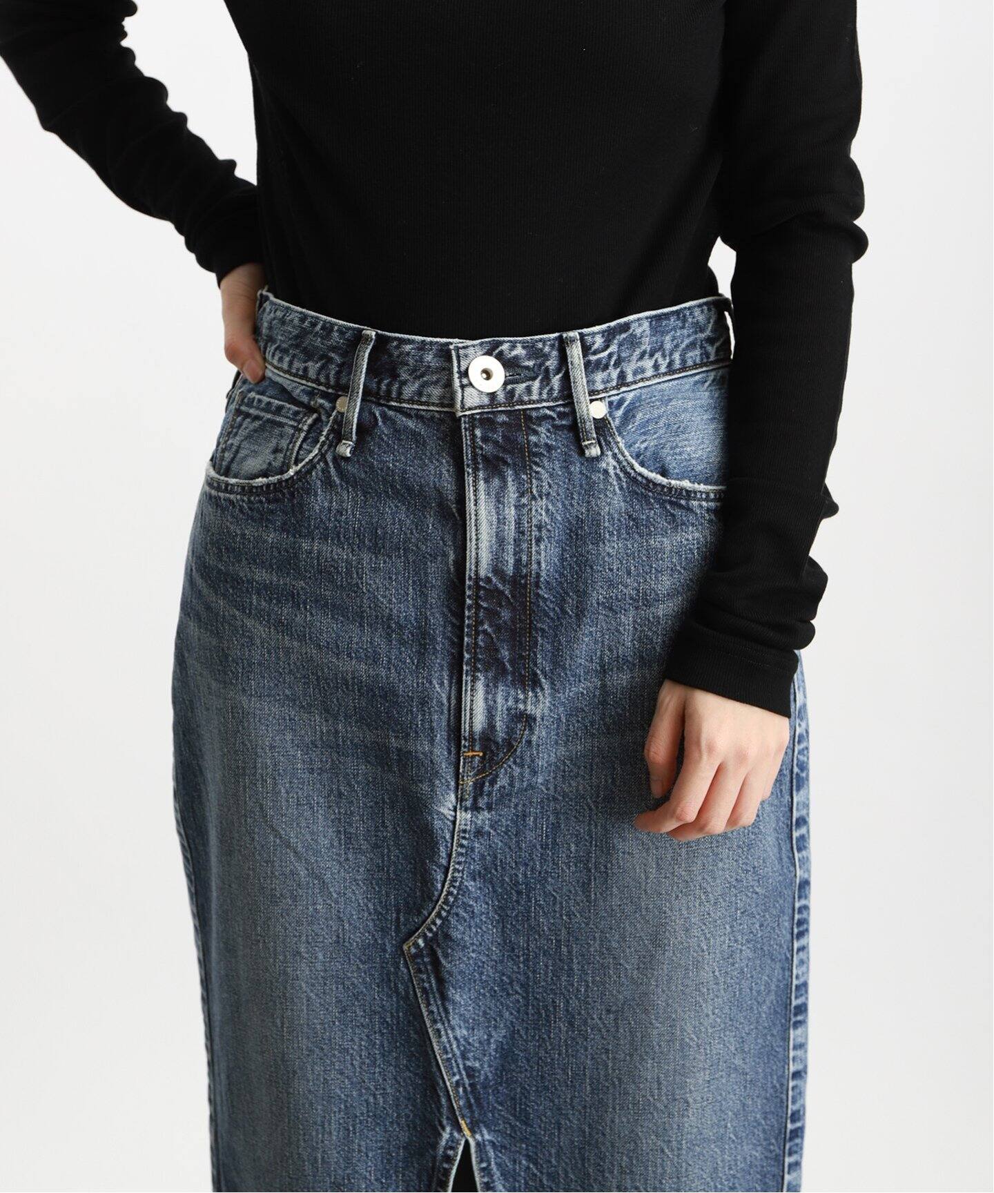 upper hights/アッパーハイツ】THE SPILIT SKIRT（デニムスカート  